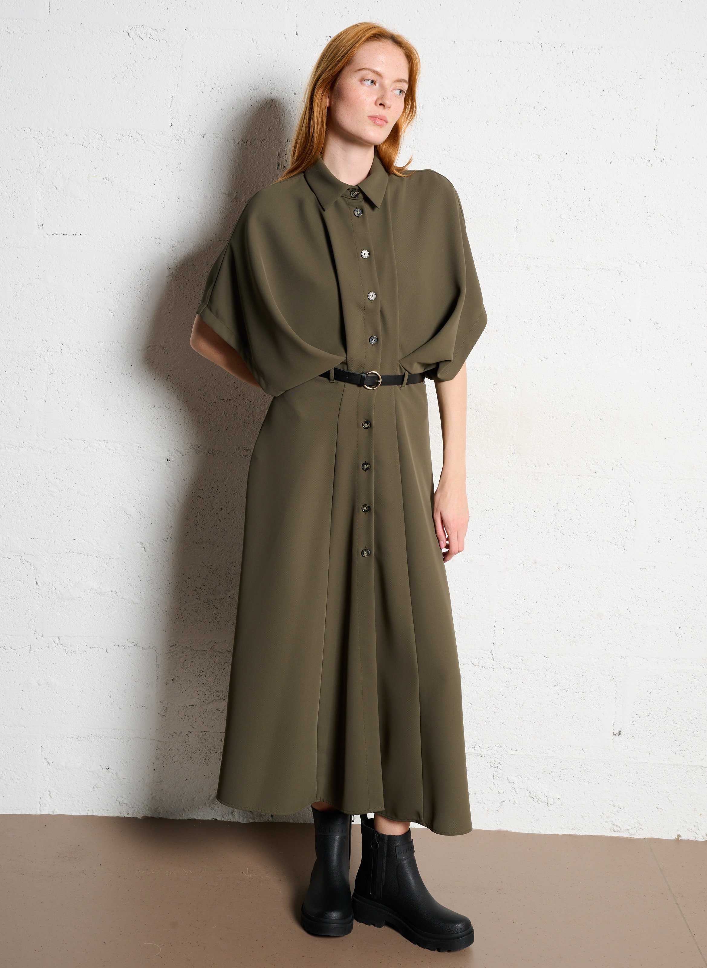 Robe longue col classique  IMPERIAL Kaki