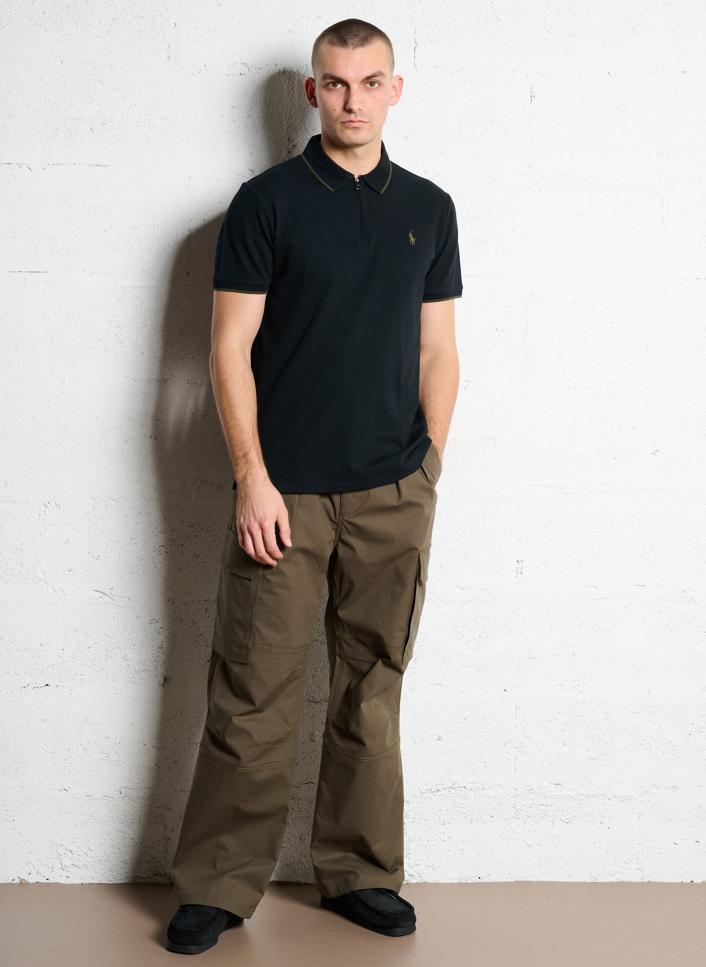 Polo slim en coton mélangé POLO RALPH LAUREN Noir