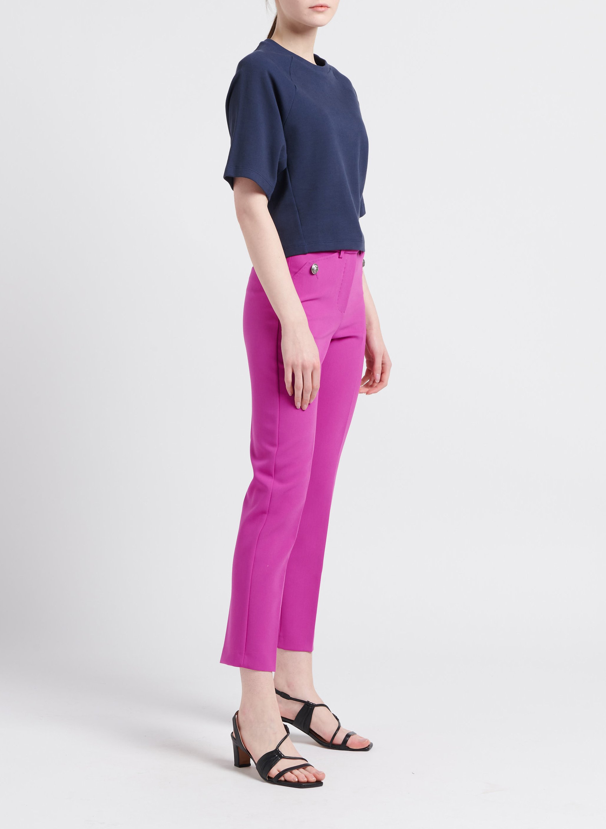 Kurzärmliges T-Shirt aus Baumwoll-Mix MAX MARA LEISURE Blau