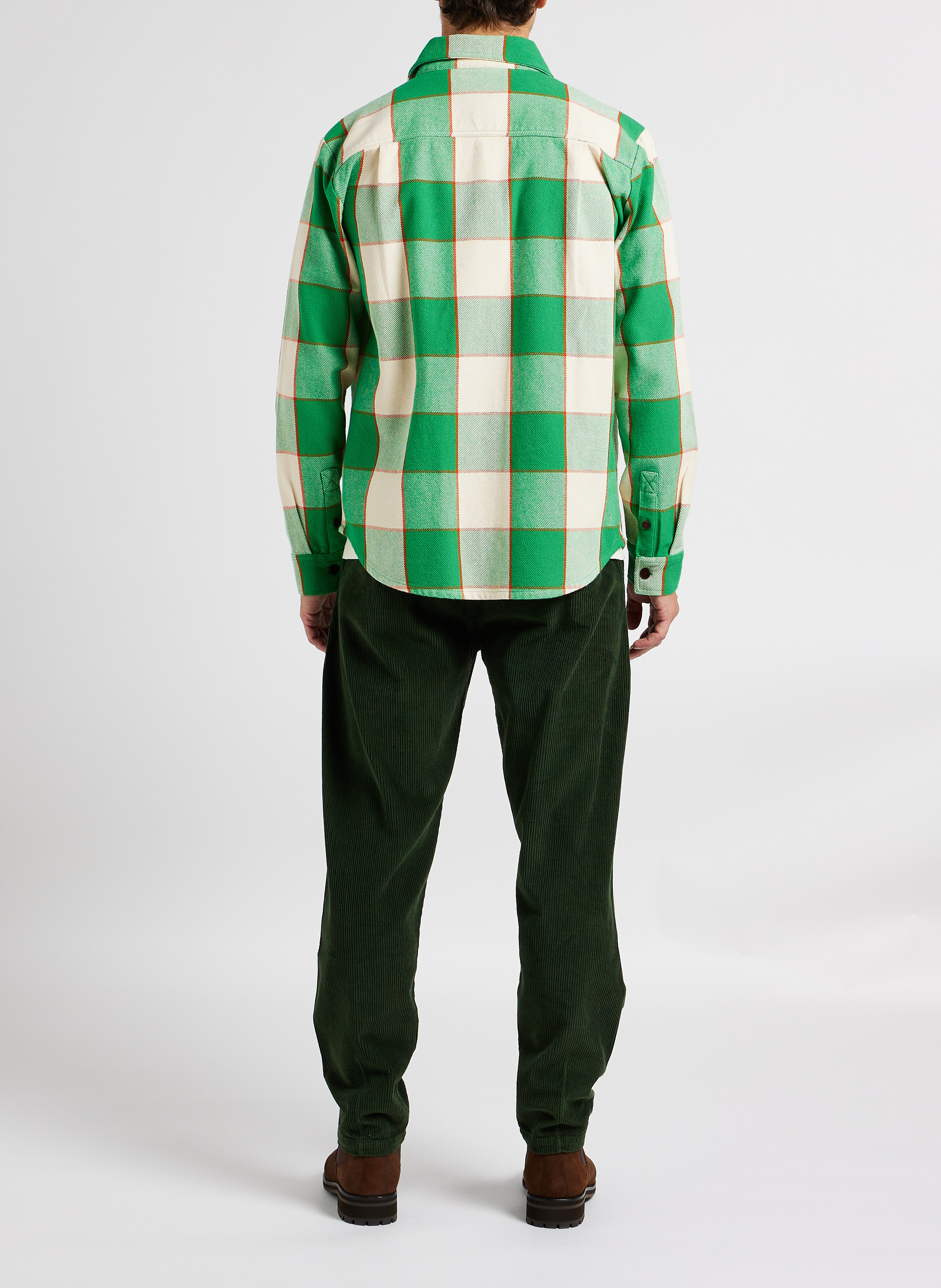 Recht overshirt van biokatoen met klassieke kraag THINKING MU Groen