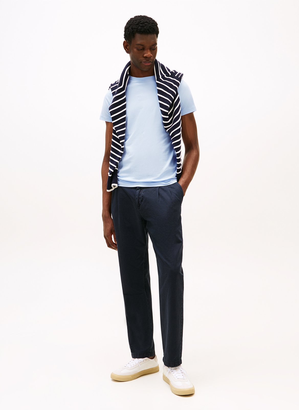 Slim-fit round-neck organic cotton T-shirt TOMMY HILFIGER Blue