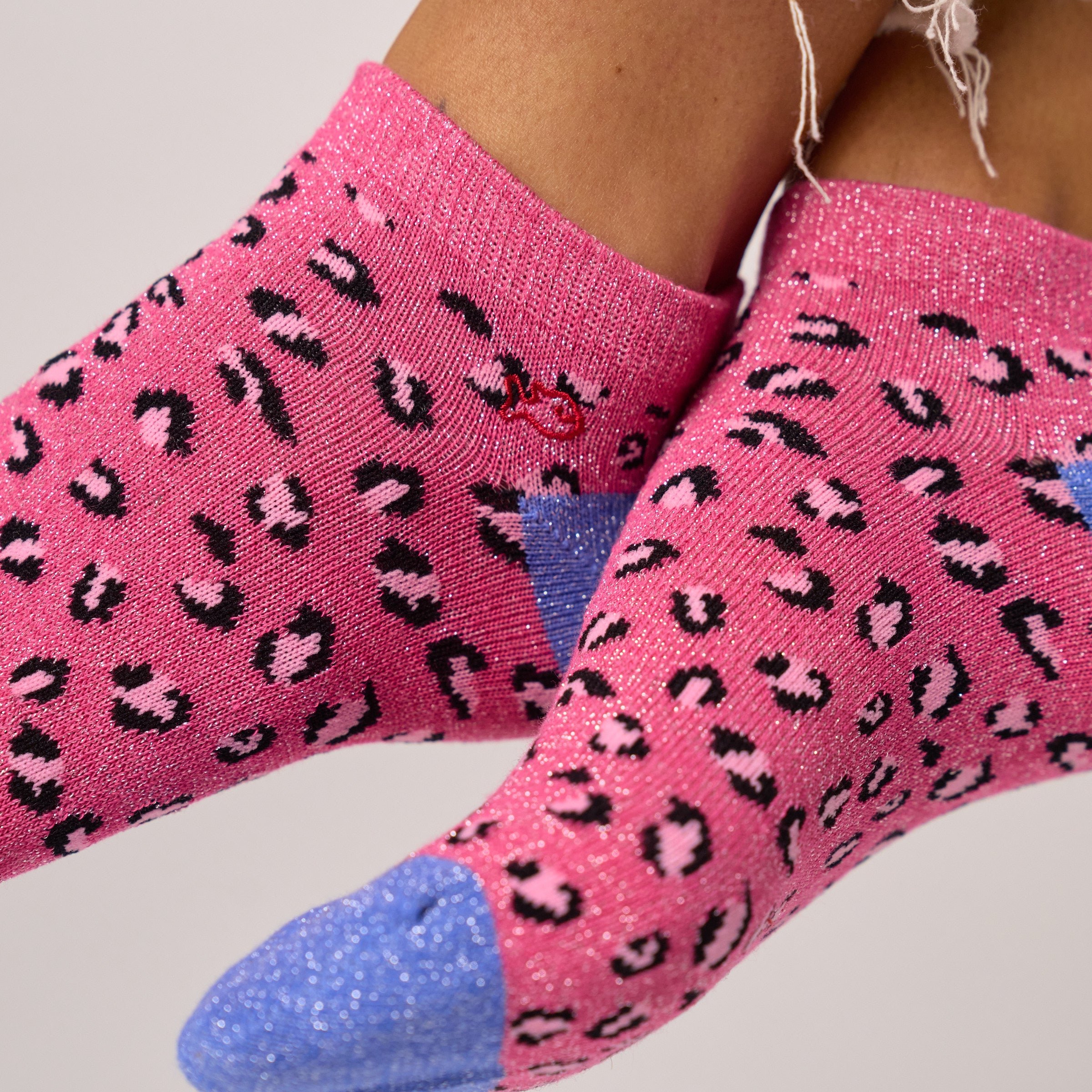 Cotton Combed Leopard Ankle Socks BILLYBELT Pink