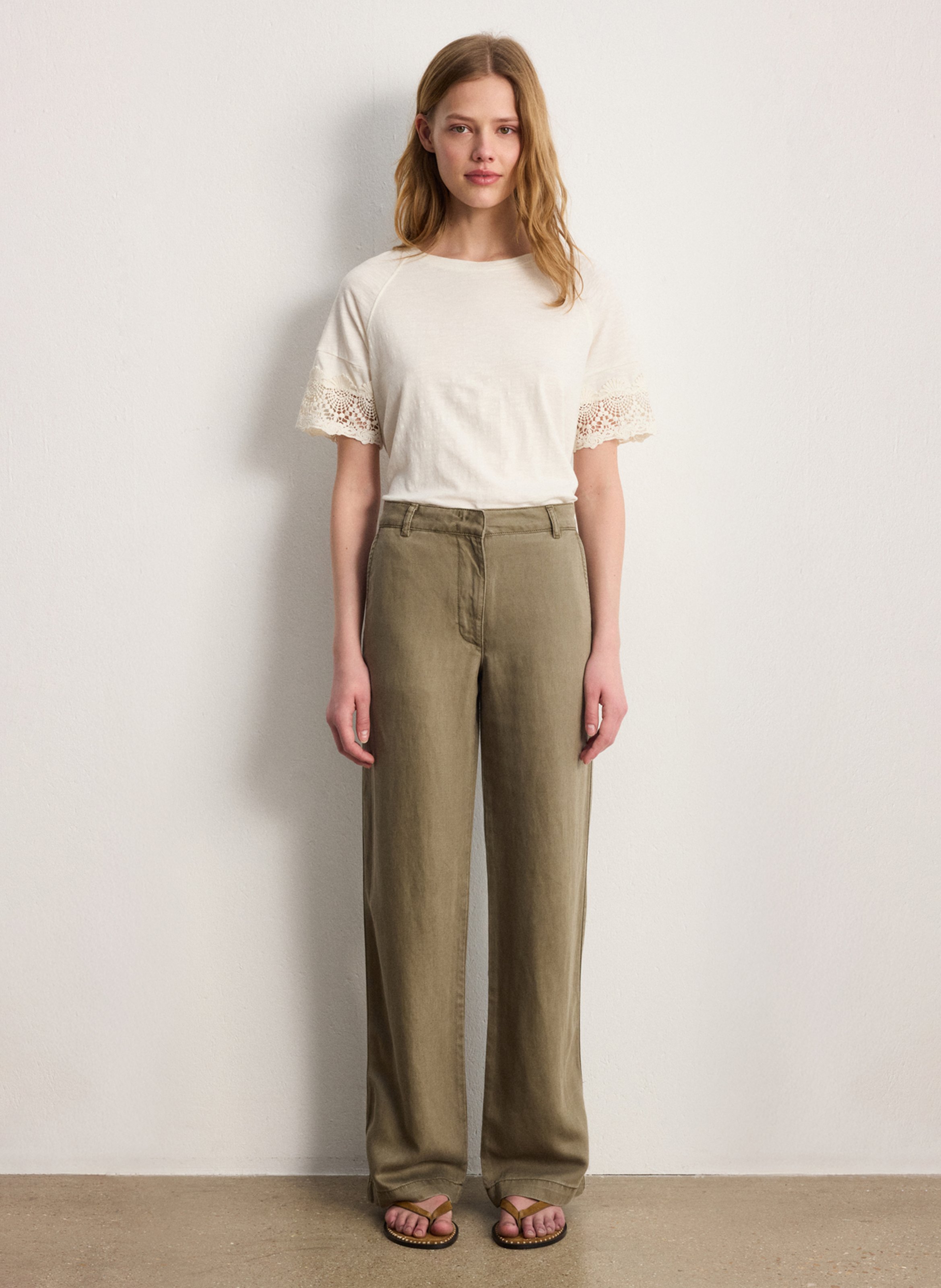 Carrotbroek met hoge taille PABLO Kaki