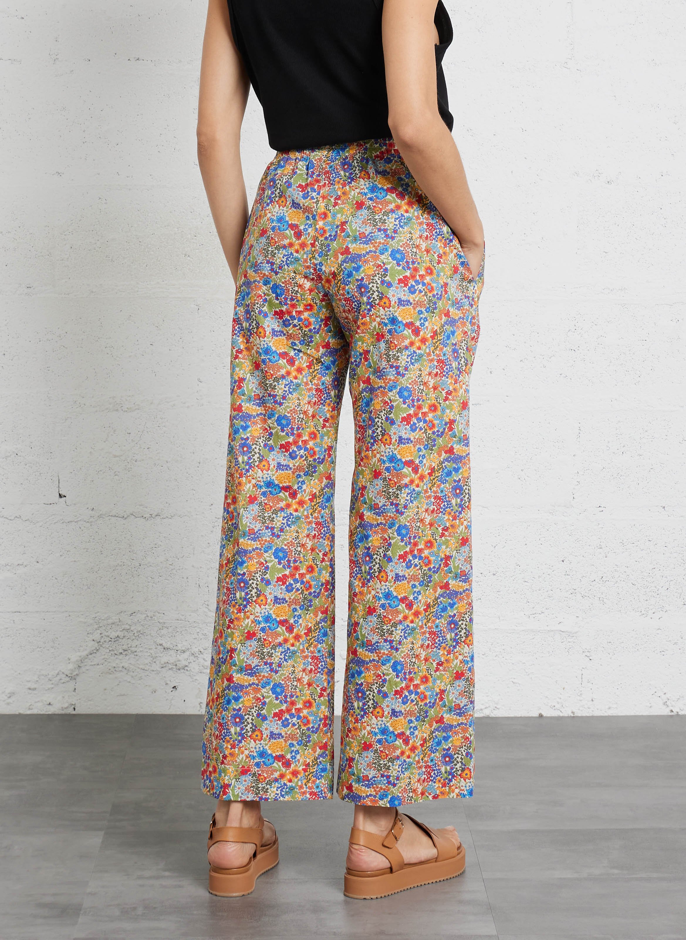 Pantalon taille haute imprimé floral HARTFORD Multicolore