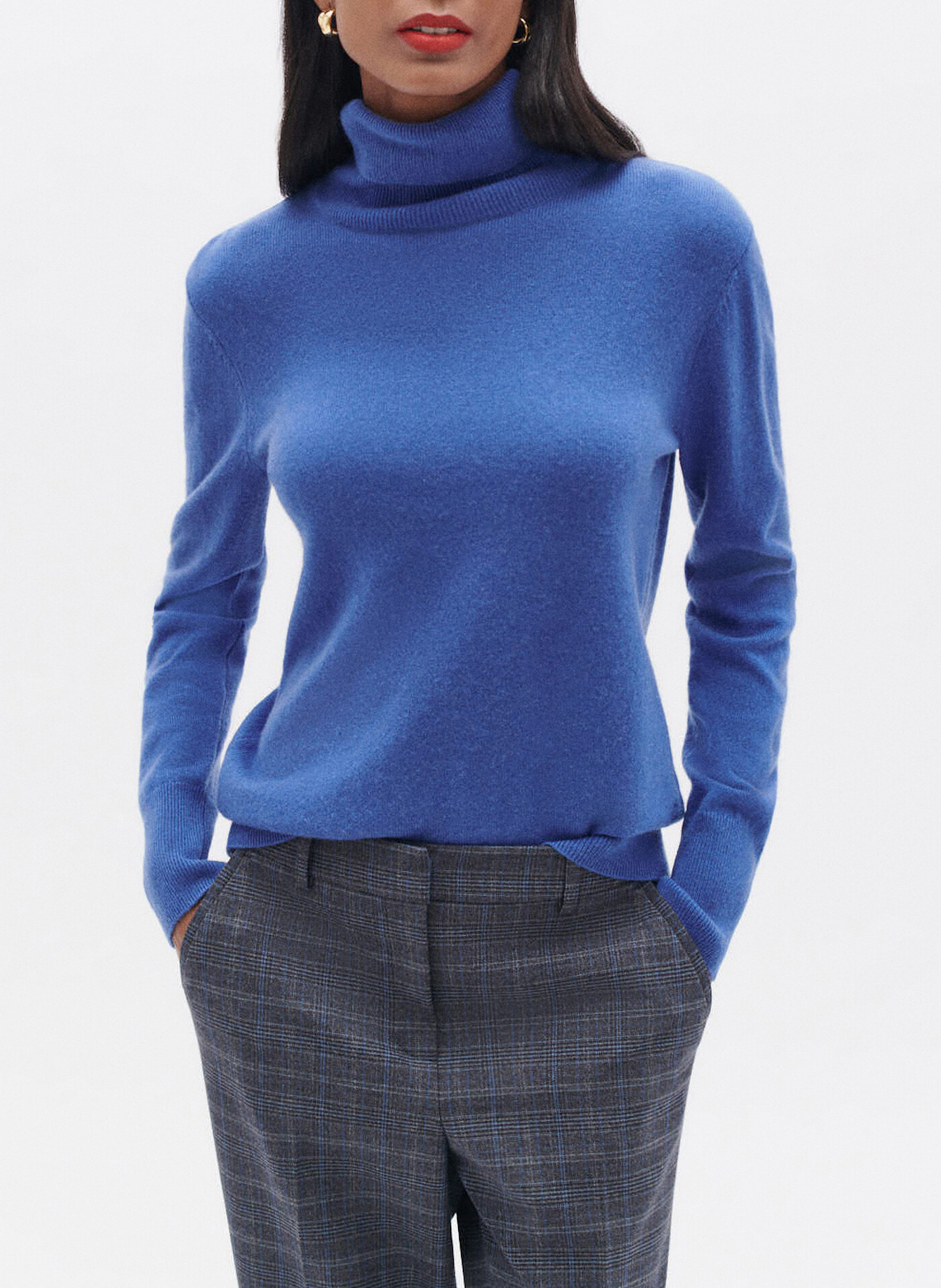 Gerade geschnittener Rollkragenpullover aus Kaschmir CAROLL Blau