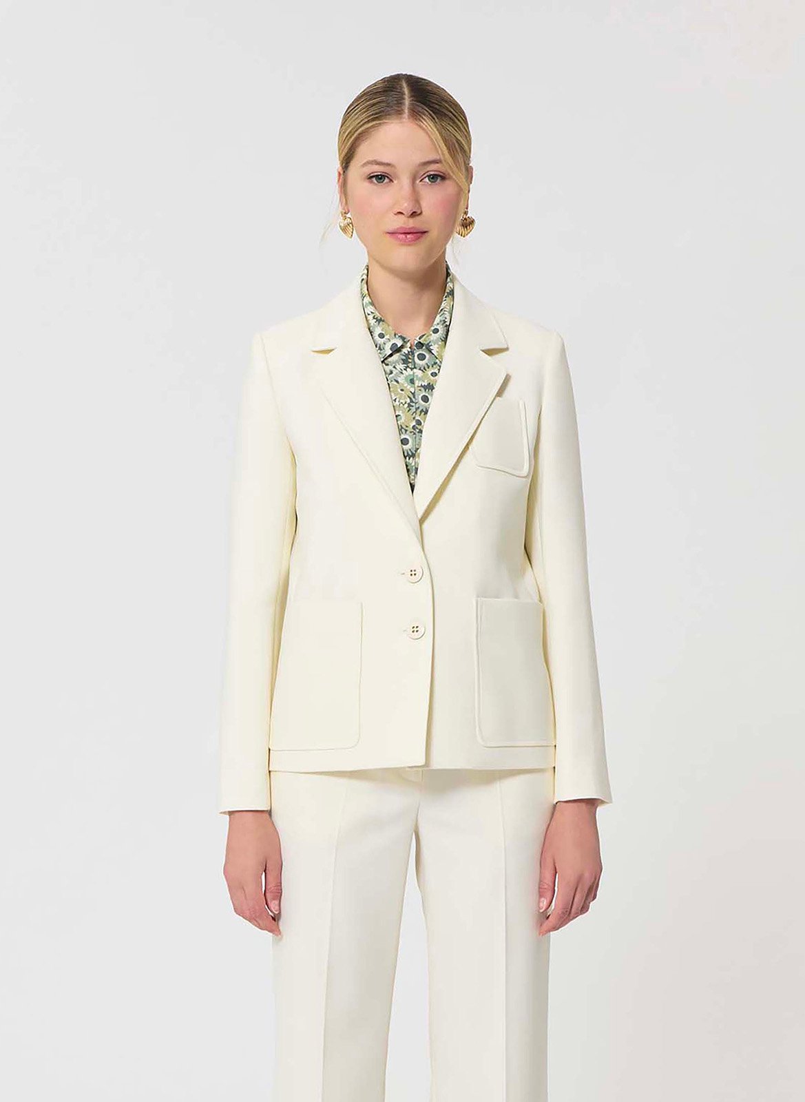 Veste tailleur droite à poches unie TARA JARMON Beige
