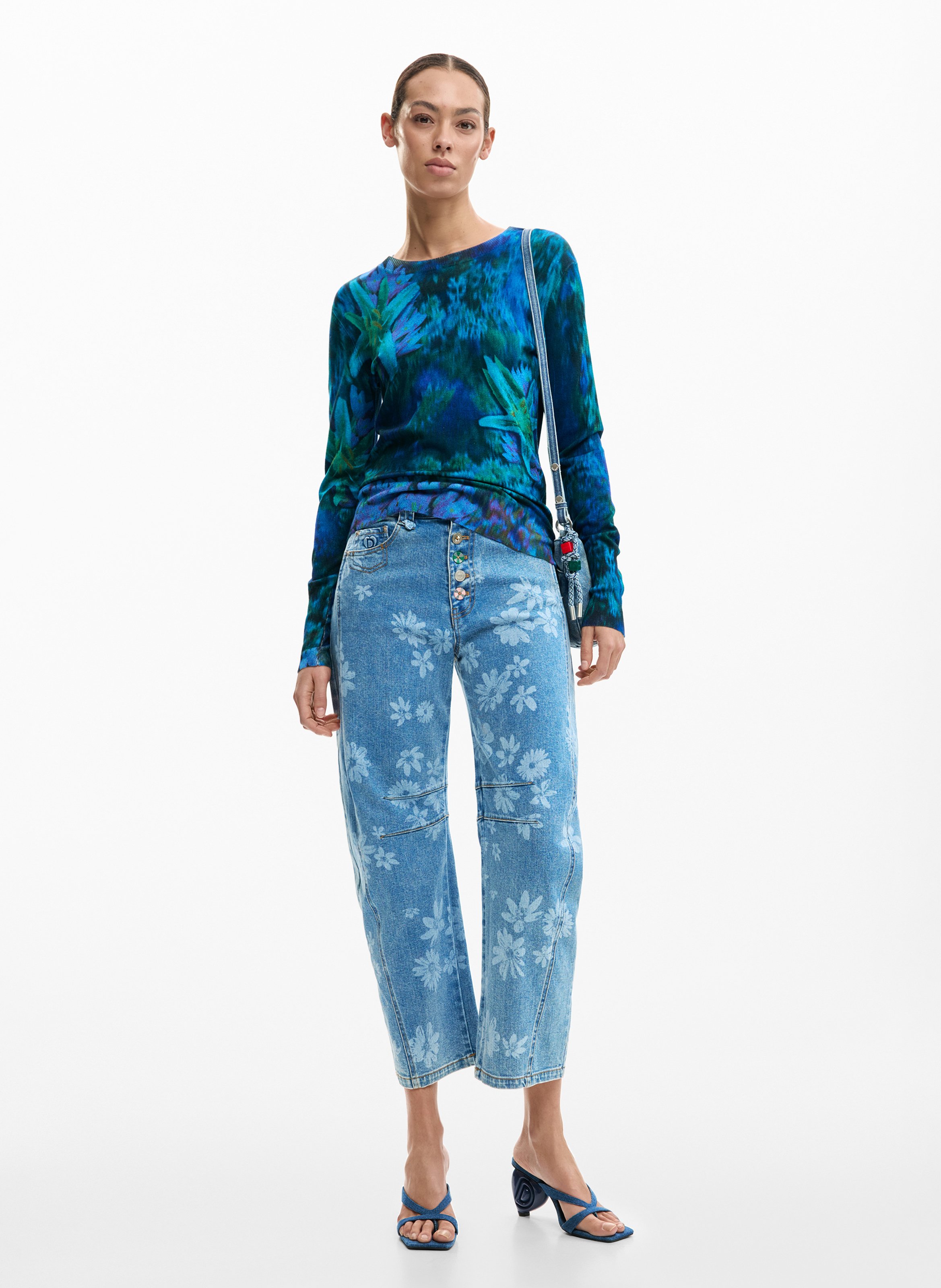 Top col rond imprimé  DESIGUAL Vert