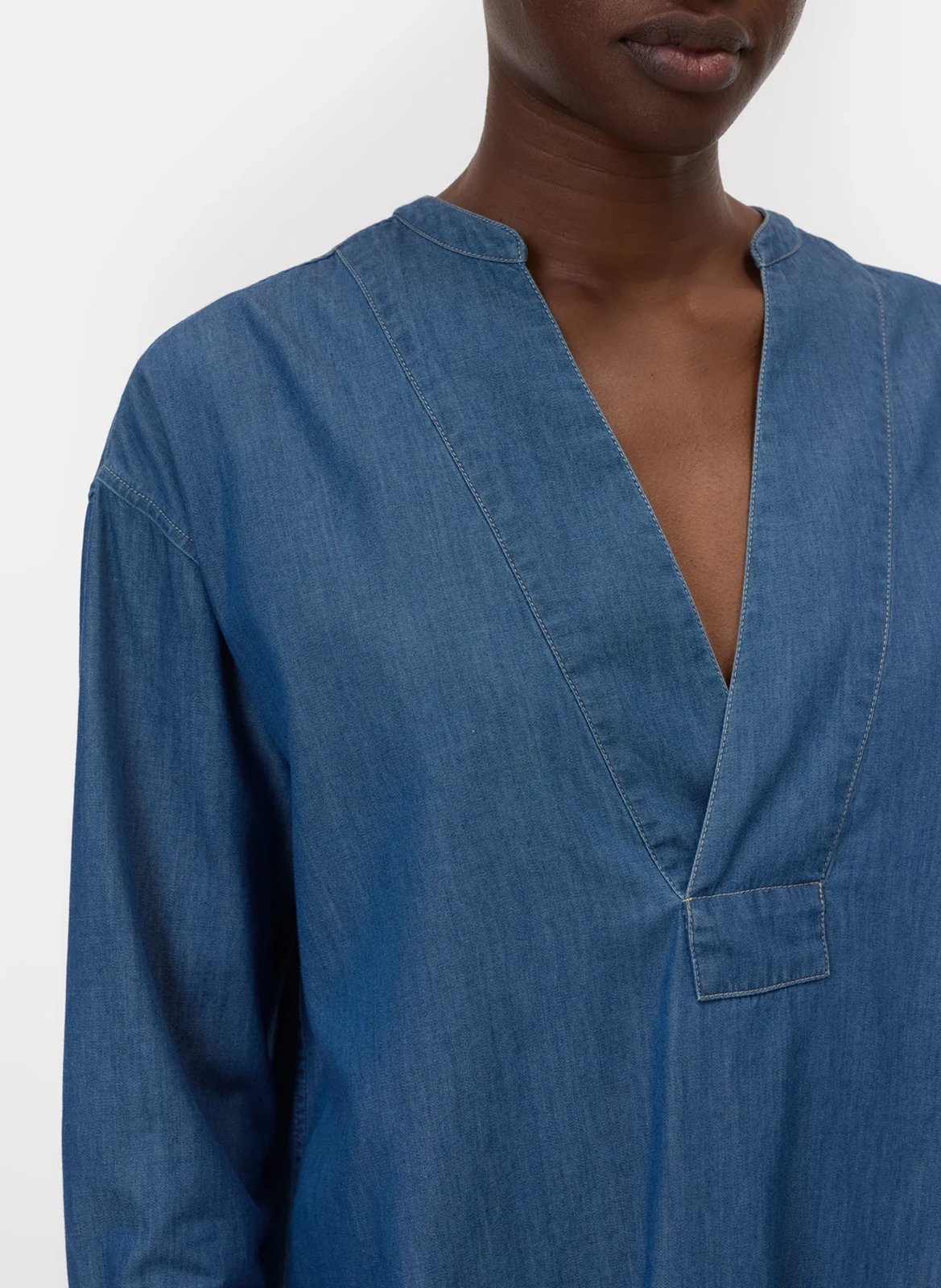 Robe courte col V en coton CLOSED Bleu