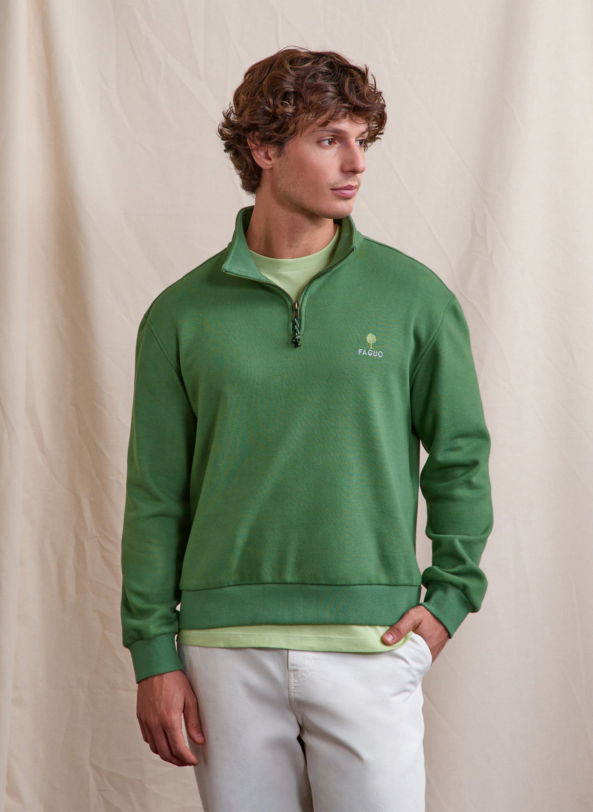 Oversized trui met opstaande kraag van biologisch katoen FAGUO