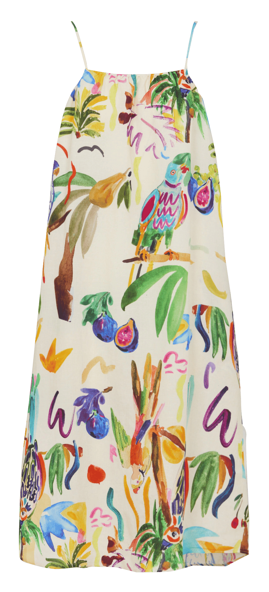 Long linen blend printed dress G.KERO Beige