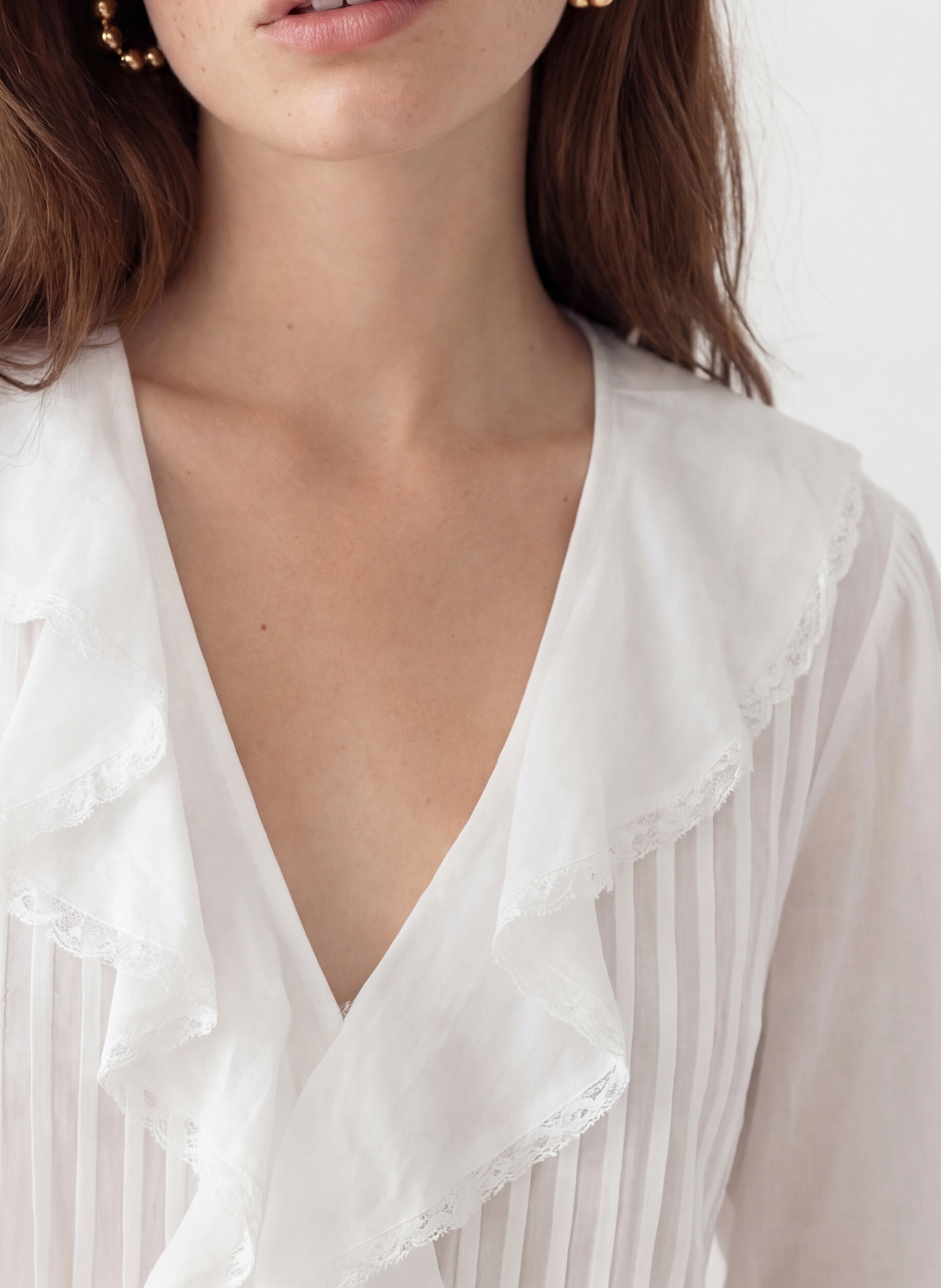 Oversize V-Ausschnitt Baumwollbluse KOOKAI Weiss