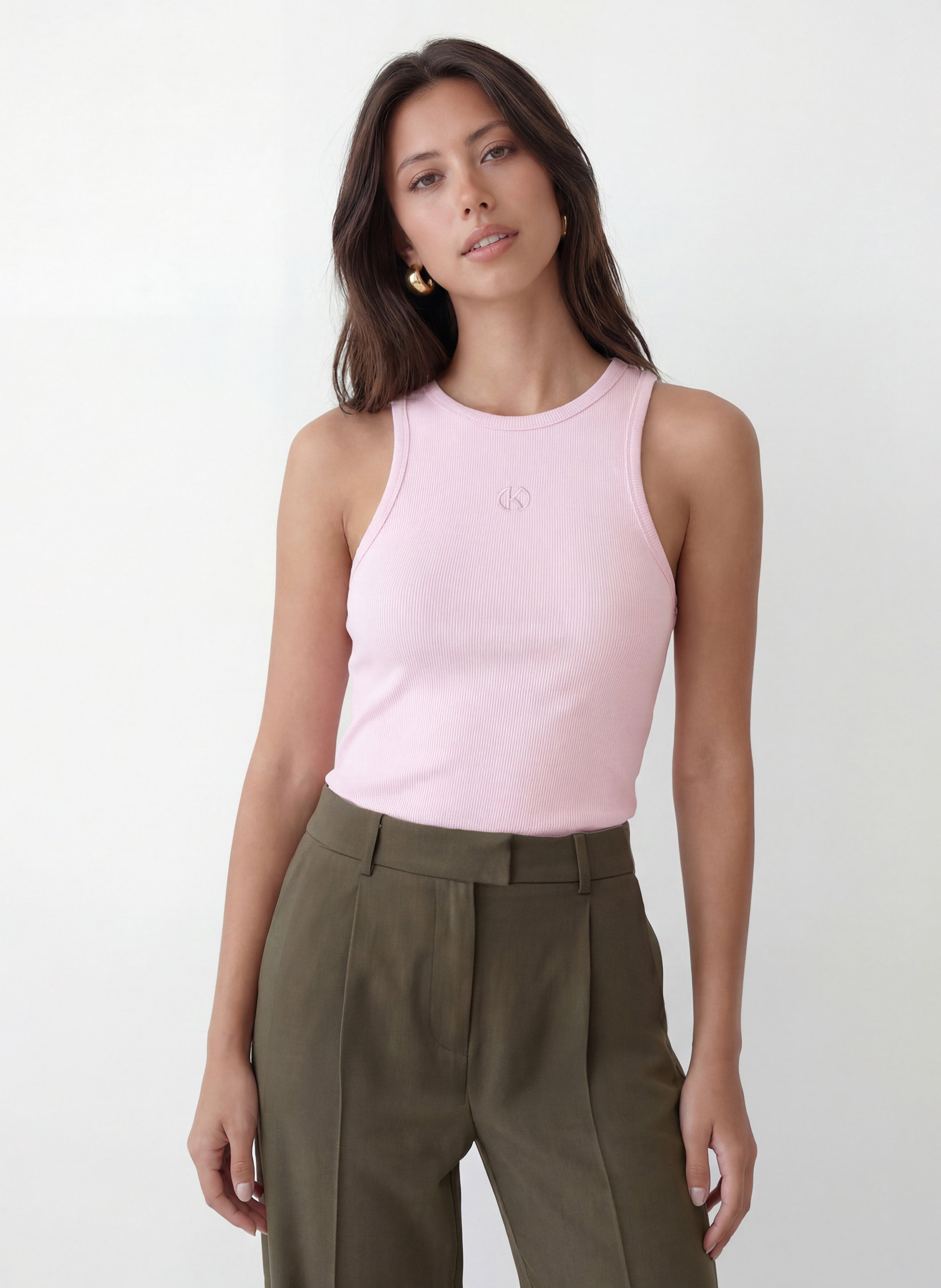 Cotton-blend tank top with round neck KOOKAI