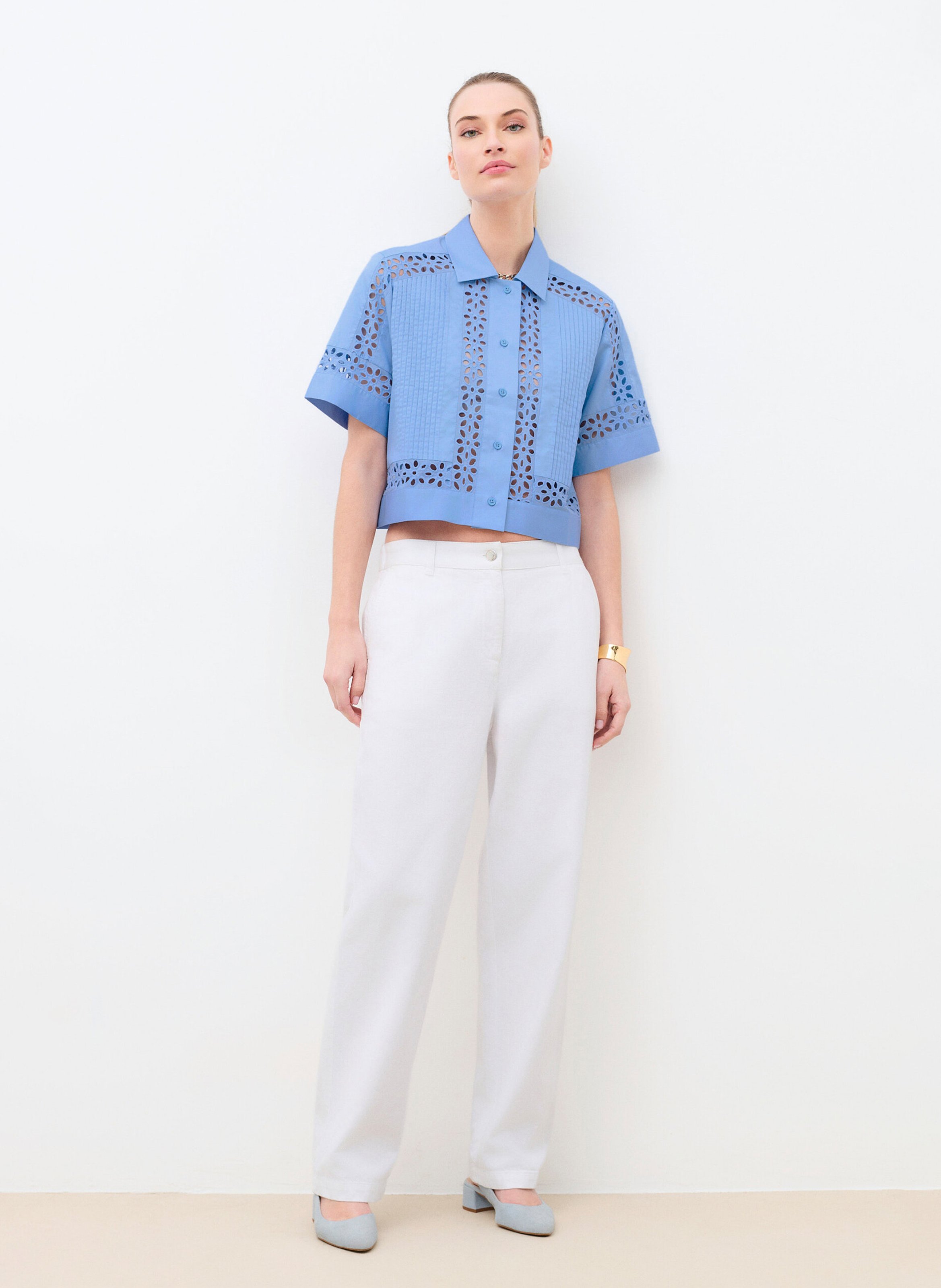 Chemise col classique en coton CAROLL Bleu