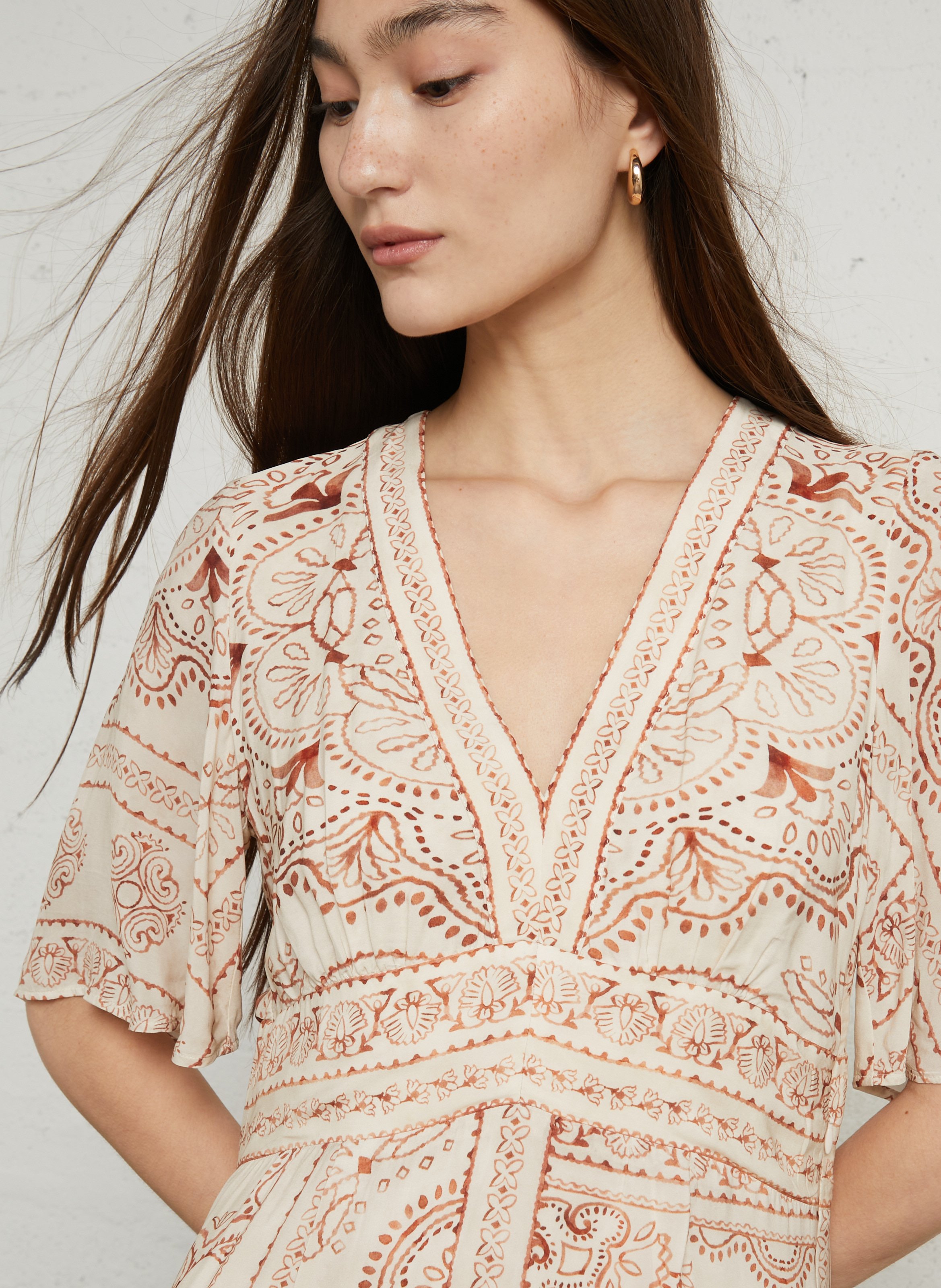 Wijdvallende gedrukte jurk MAISON 123 Wit