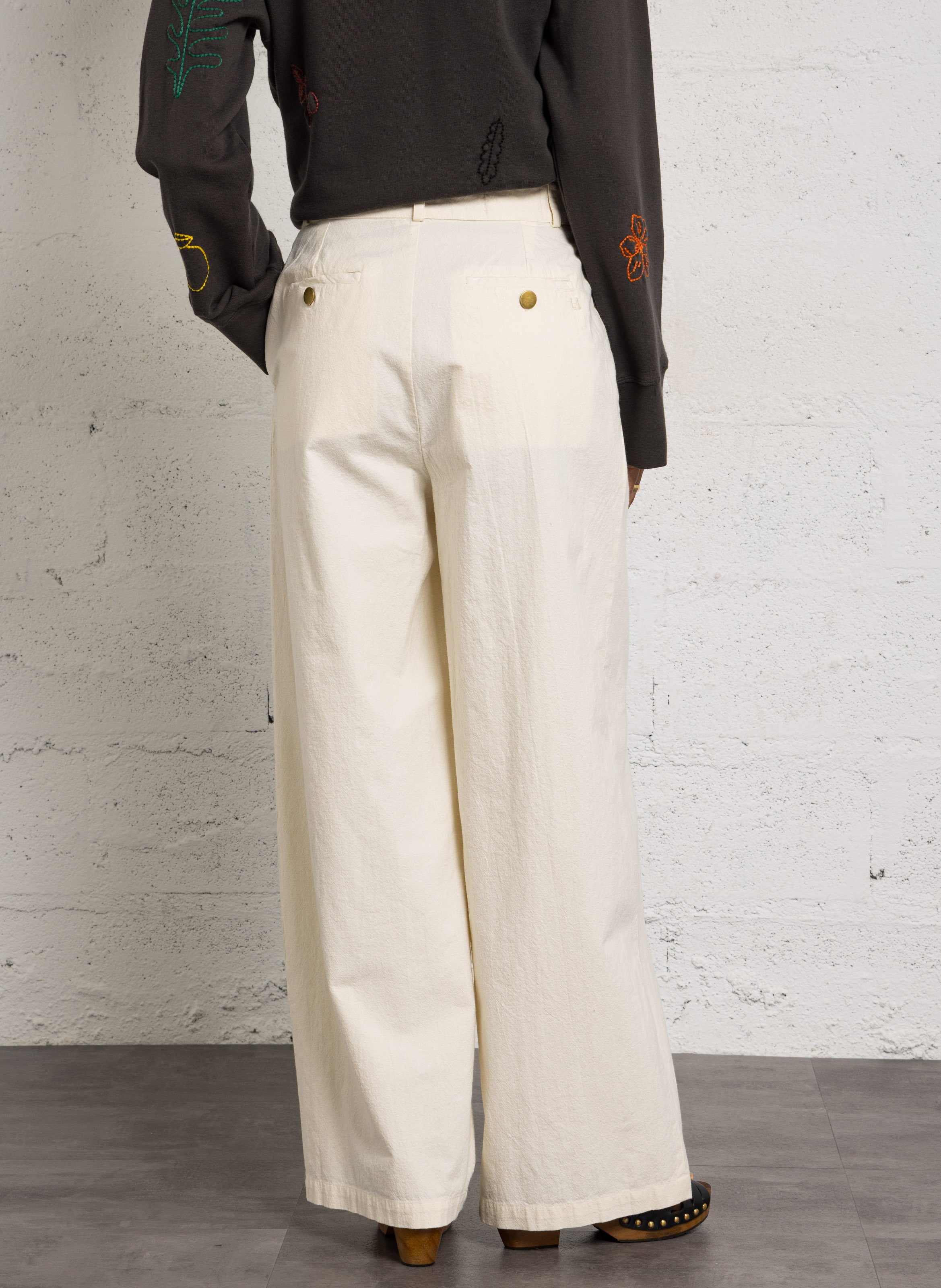 Weite Hose aus Bio-Baumwolle LEON & HARPER Weiss