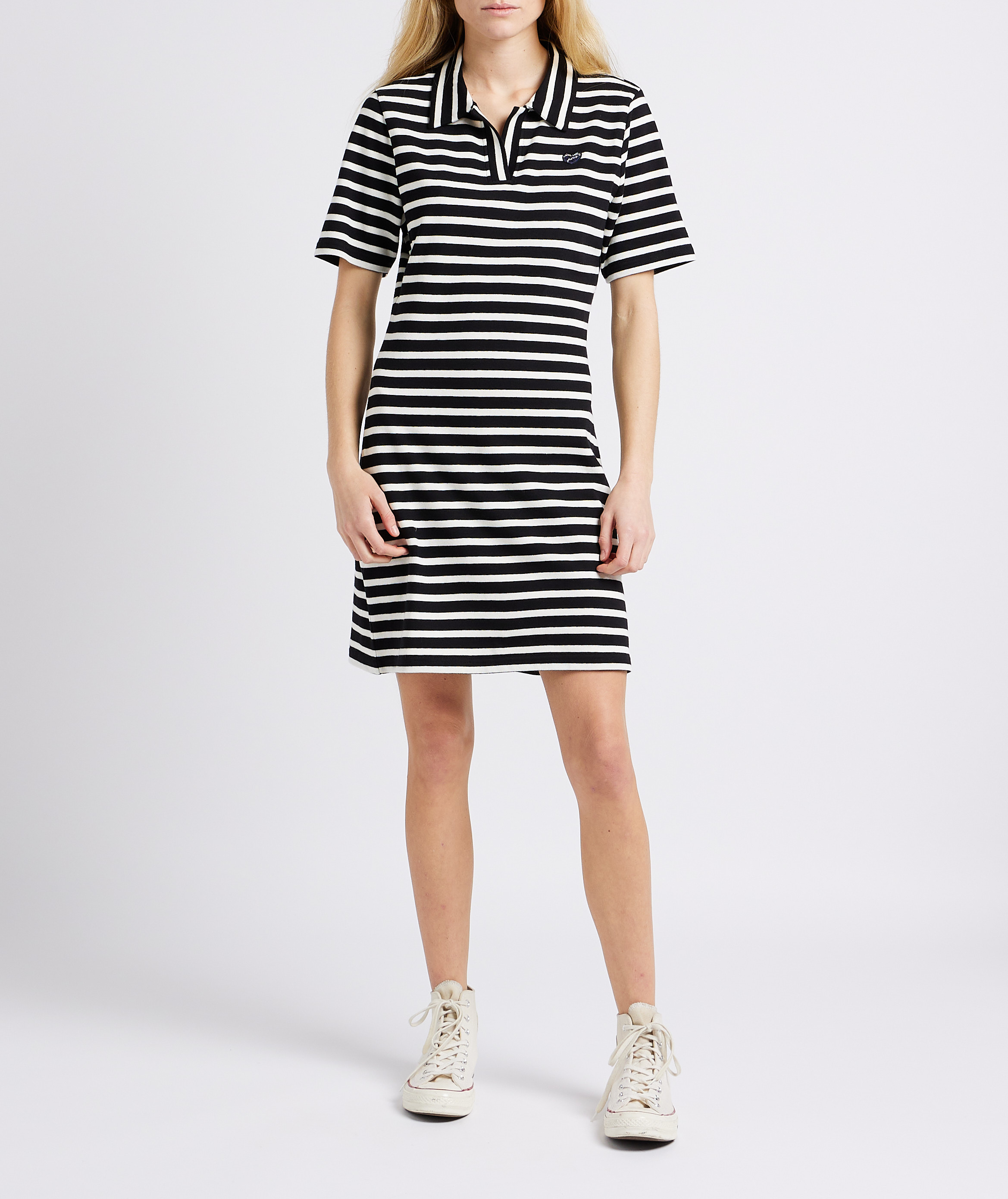 Robe courte droite en bio à rayures MAISON LABICHE Noir