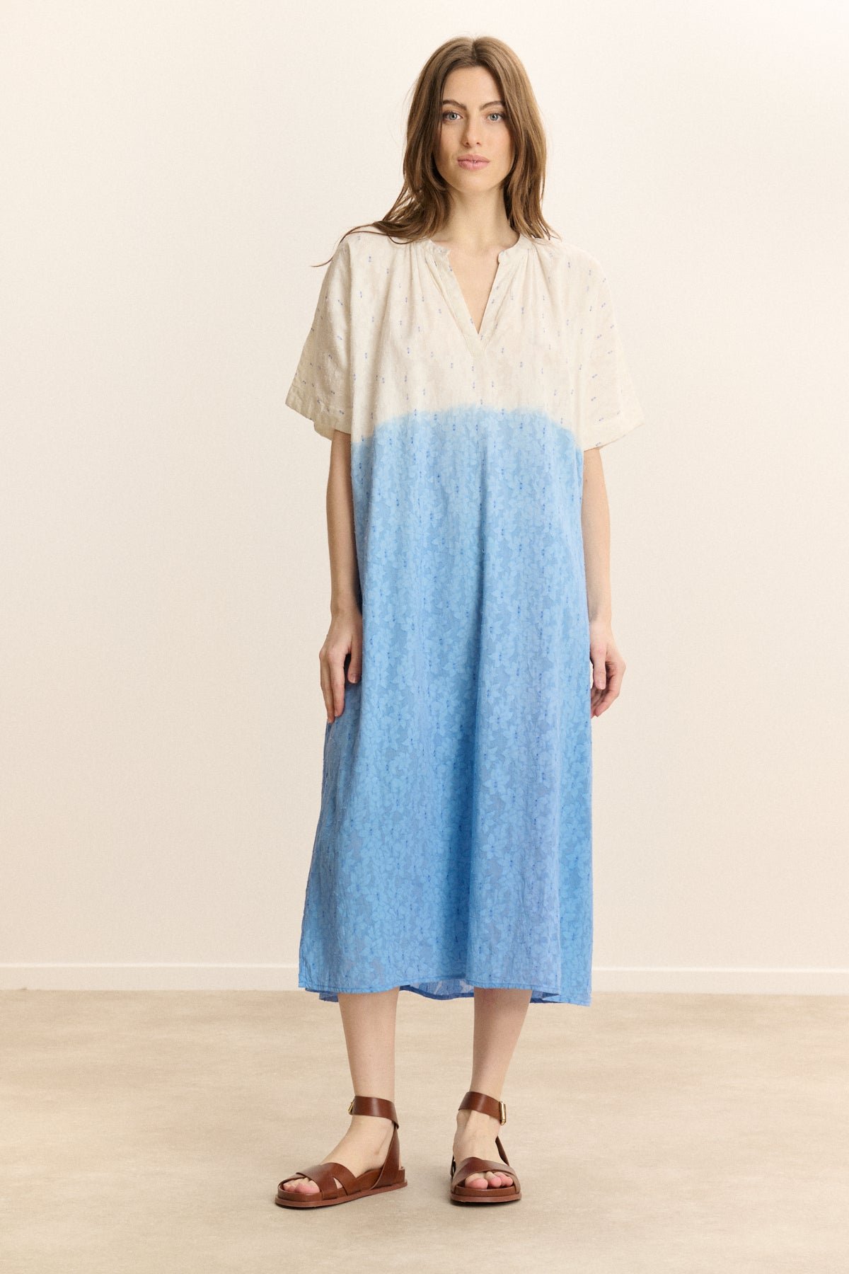 Robe midi manches courtes GARANCE PARIS Bleu