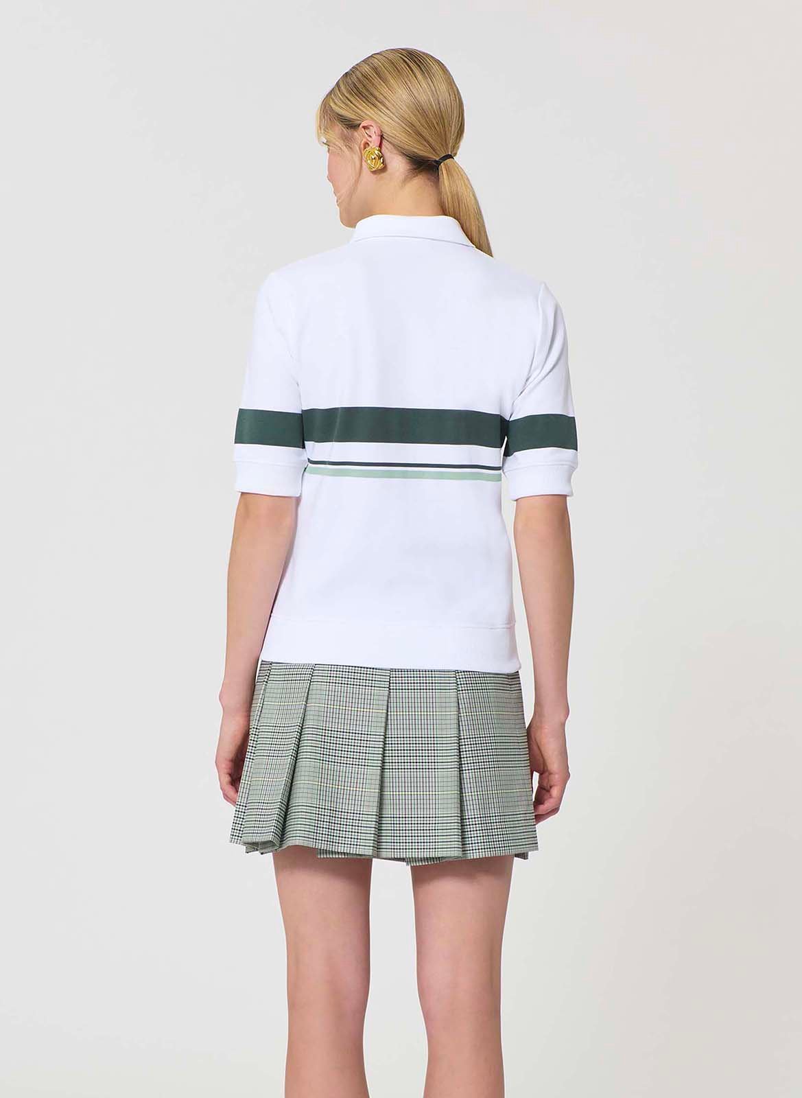 Polo droit en coton mlangé TARA JARMON Blanc