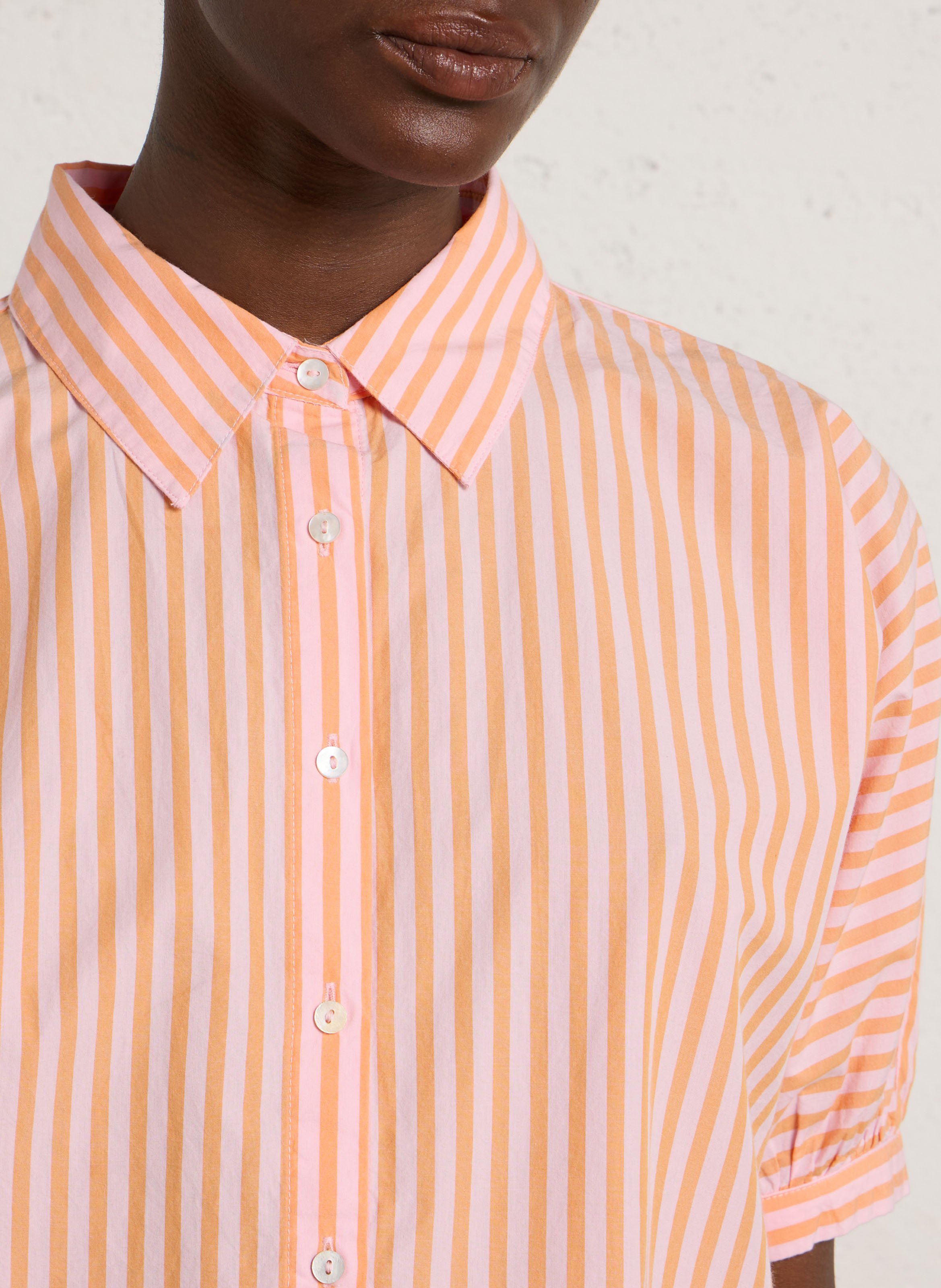 Chemise oversize col classique en coton rayé MAISON 123 Orange