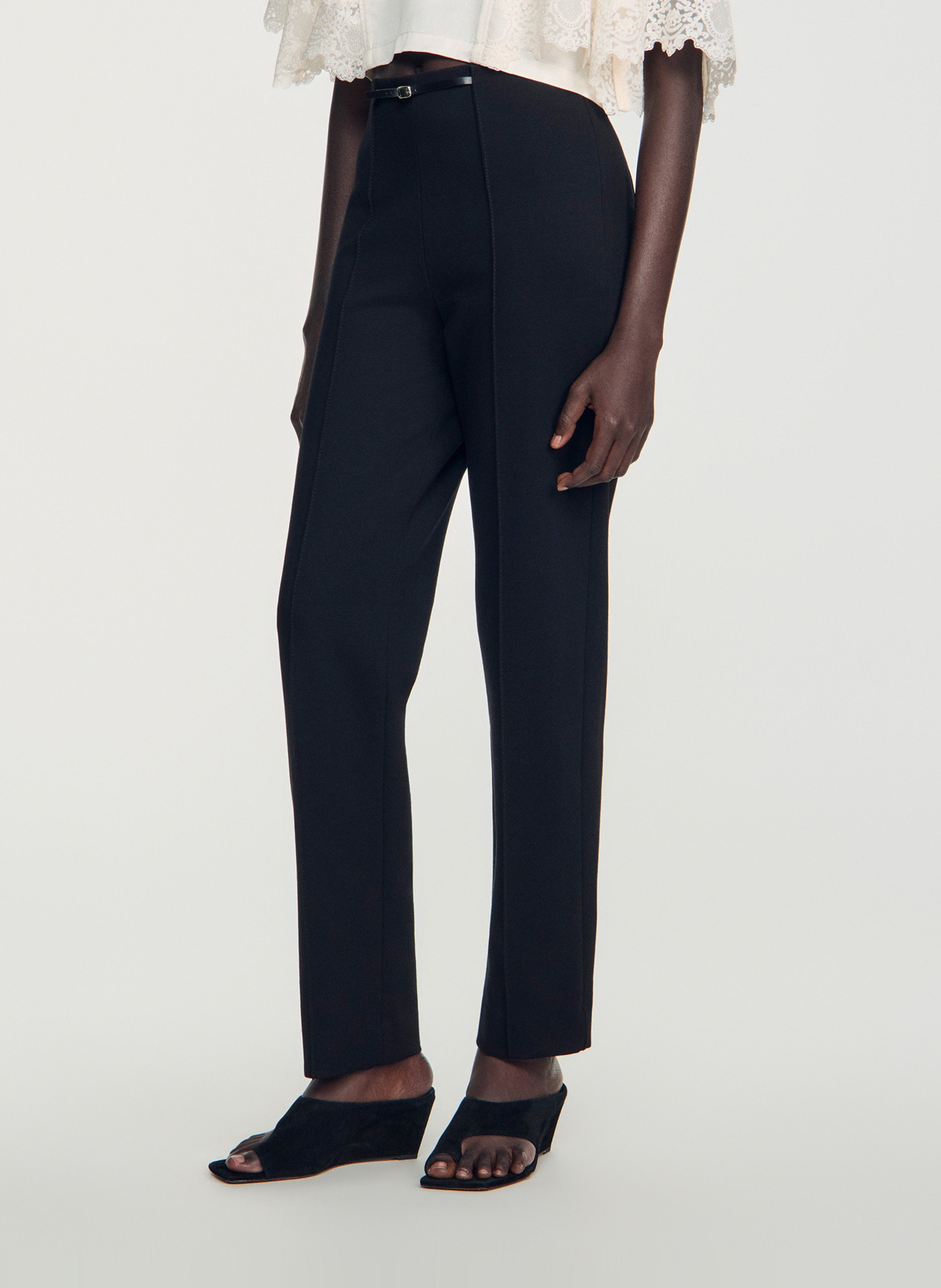 Pantalon droit taille haute SANDRO Noir