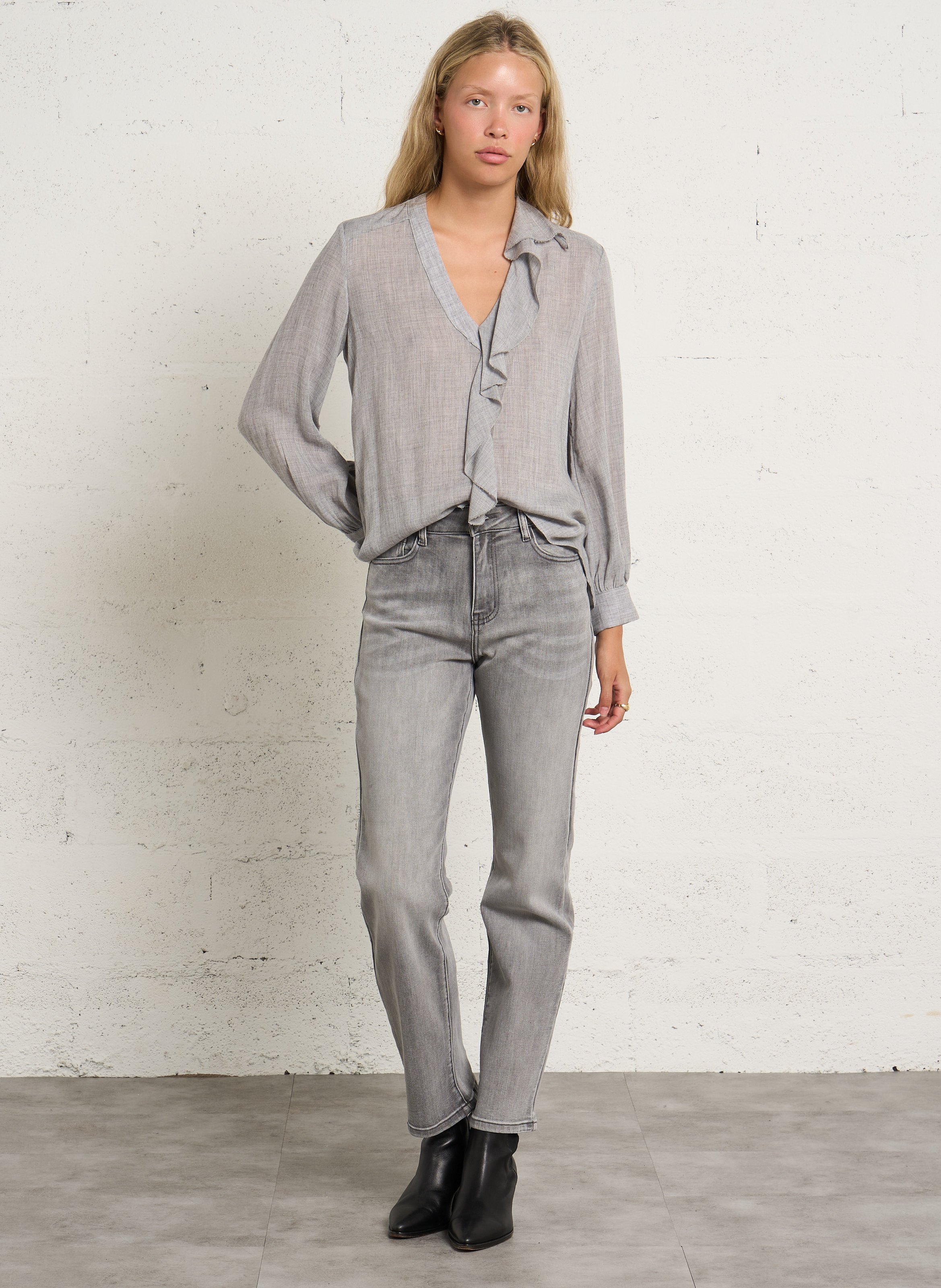 High-rise straight jeans PLEASE Grey
