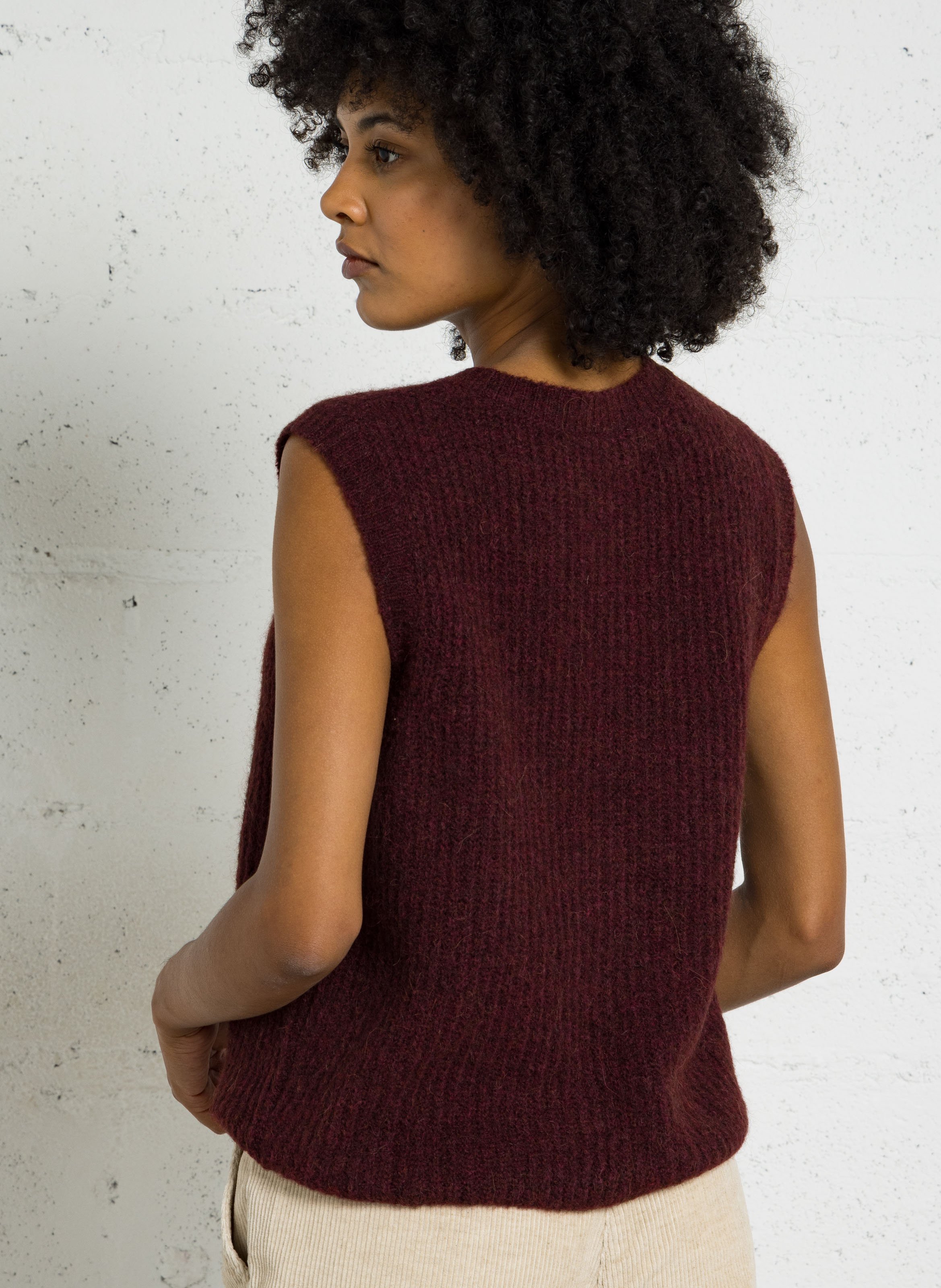 Gilet sans manches col rond en maille mélangée AMERICAN VINTAGE Rouge