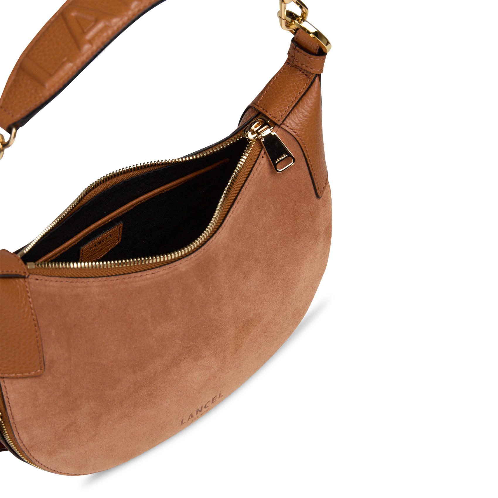 Sac Hobo zippé en cuir LANCEL Beige