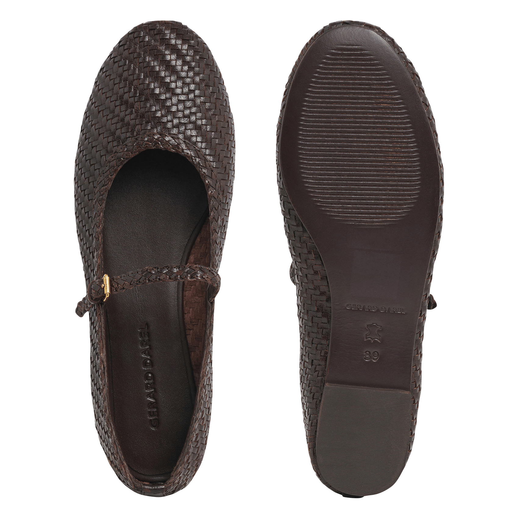 Braided leather strap ballerina flats GERARD DAREL Brown