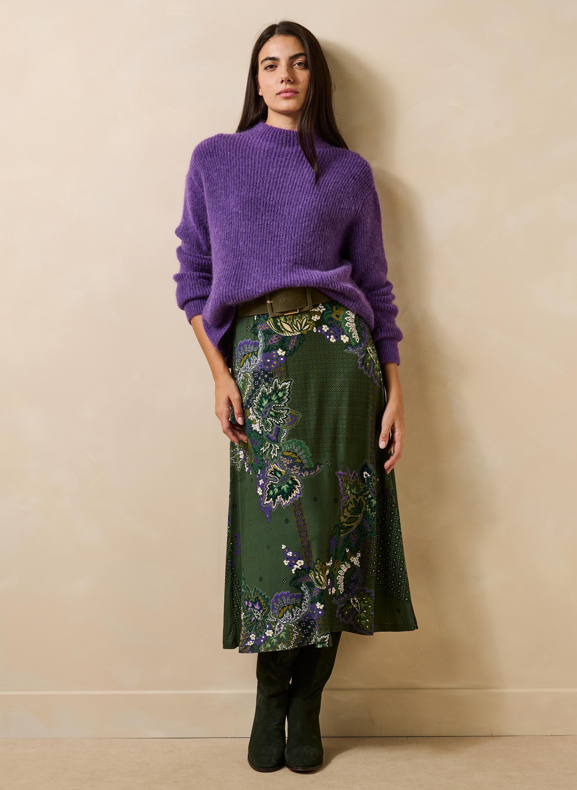 Pull ample col montant LA FEE MARABOUTEE Violet