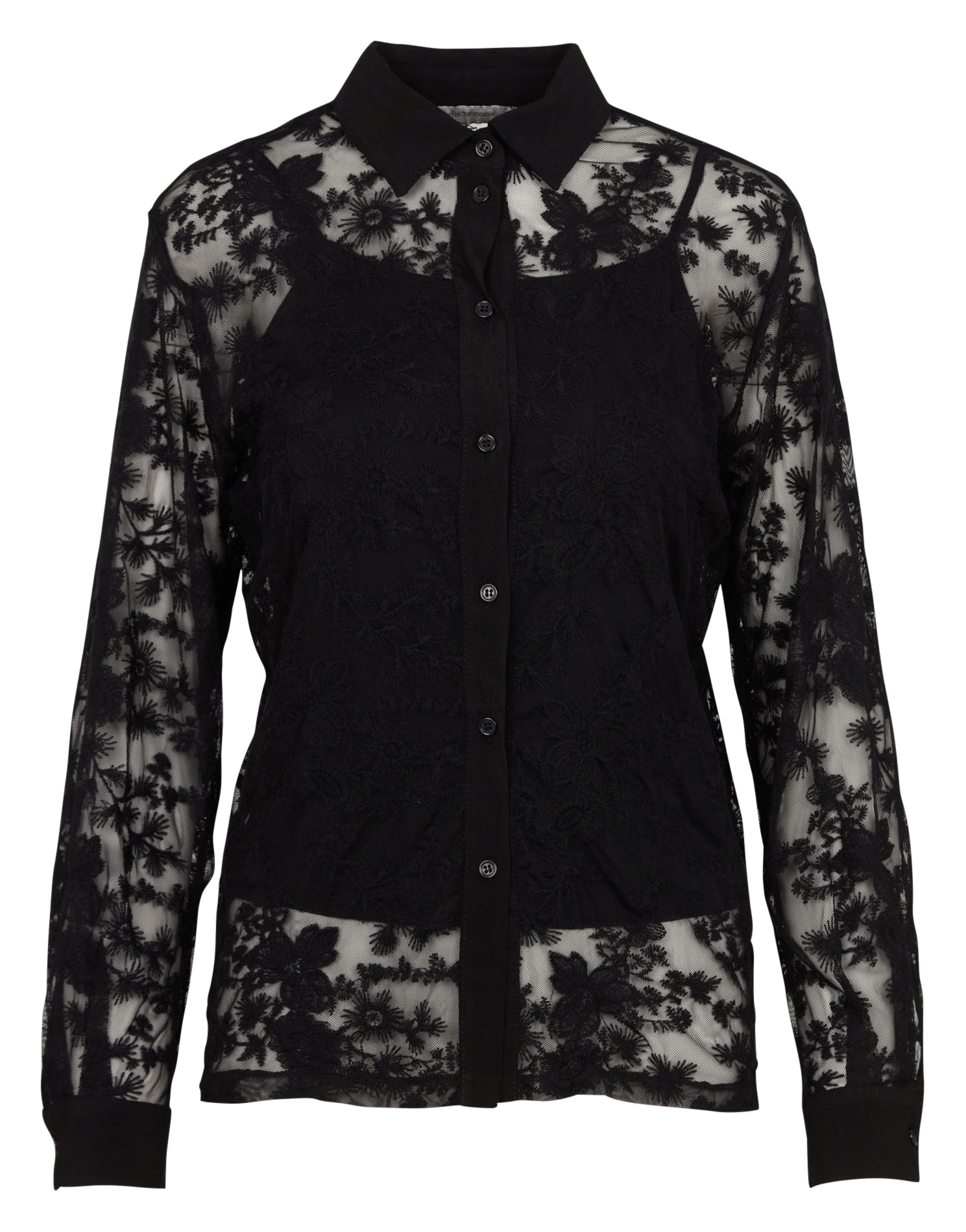 Chemise droite en dentelle LA FEE MARABOUTEE Noir