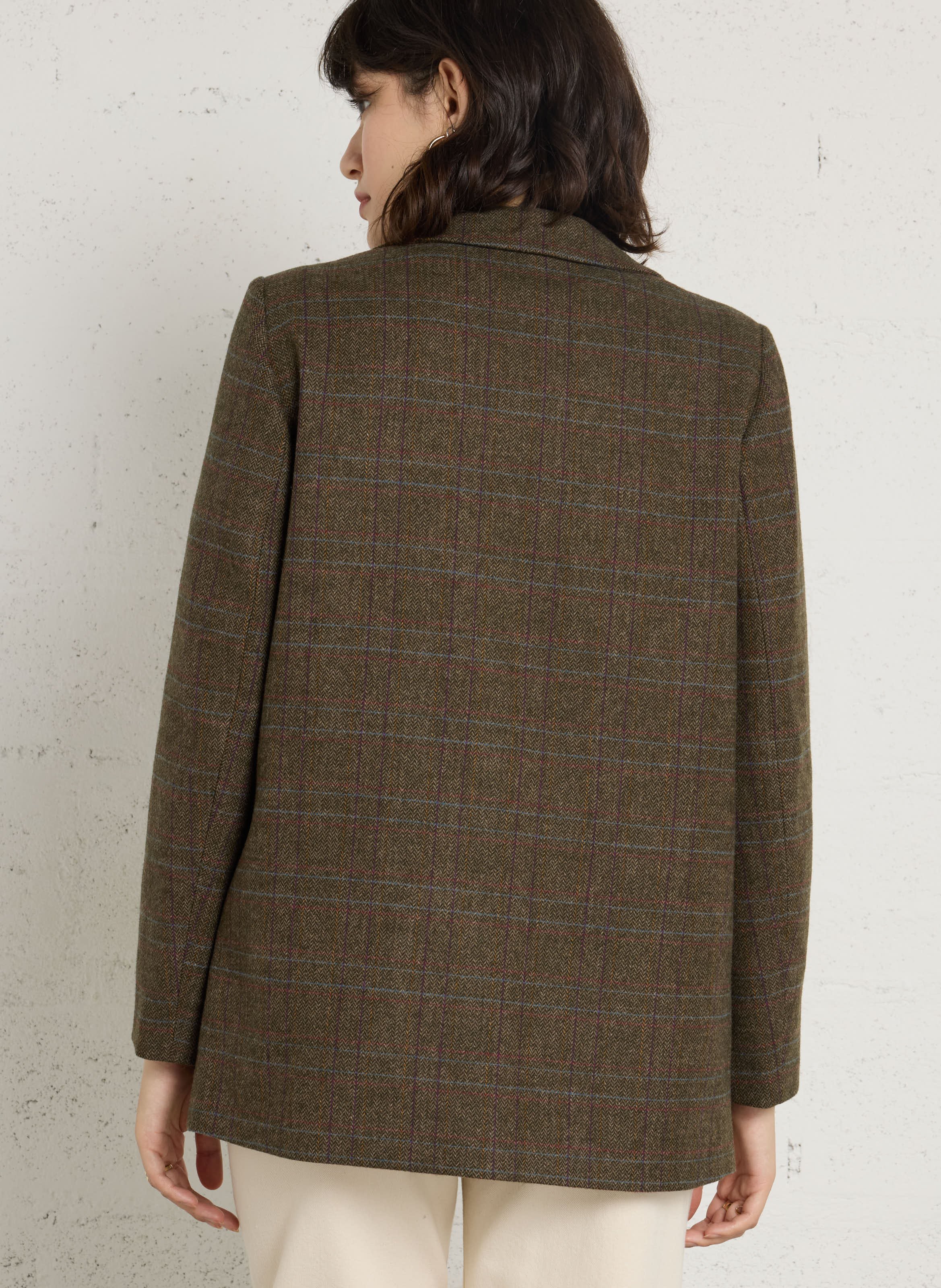 Straight checked blazer MAISON 123 Khaki