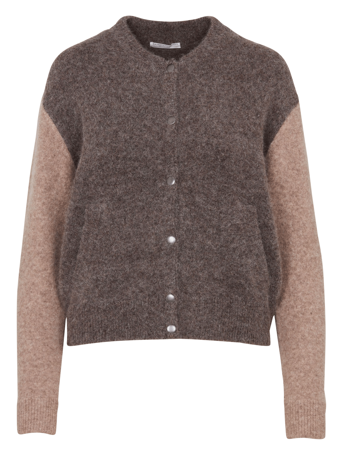 Recht vest met ronde hals | wolblend MAJESTIC FILATURES Veelkleurig