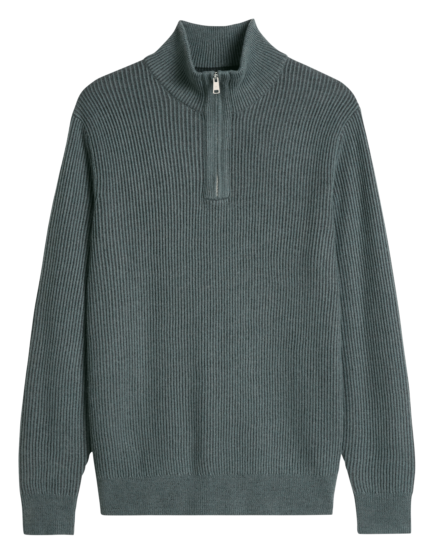 Cotton-blend zip-neck sweater  Dark greymulti