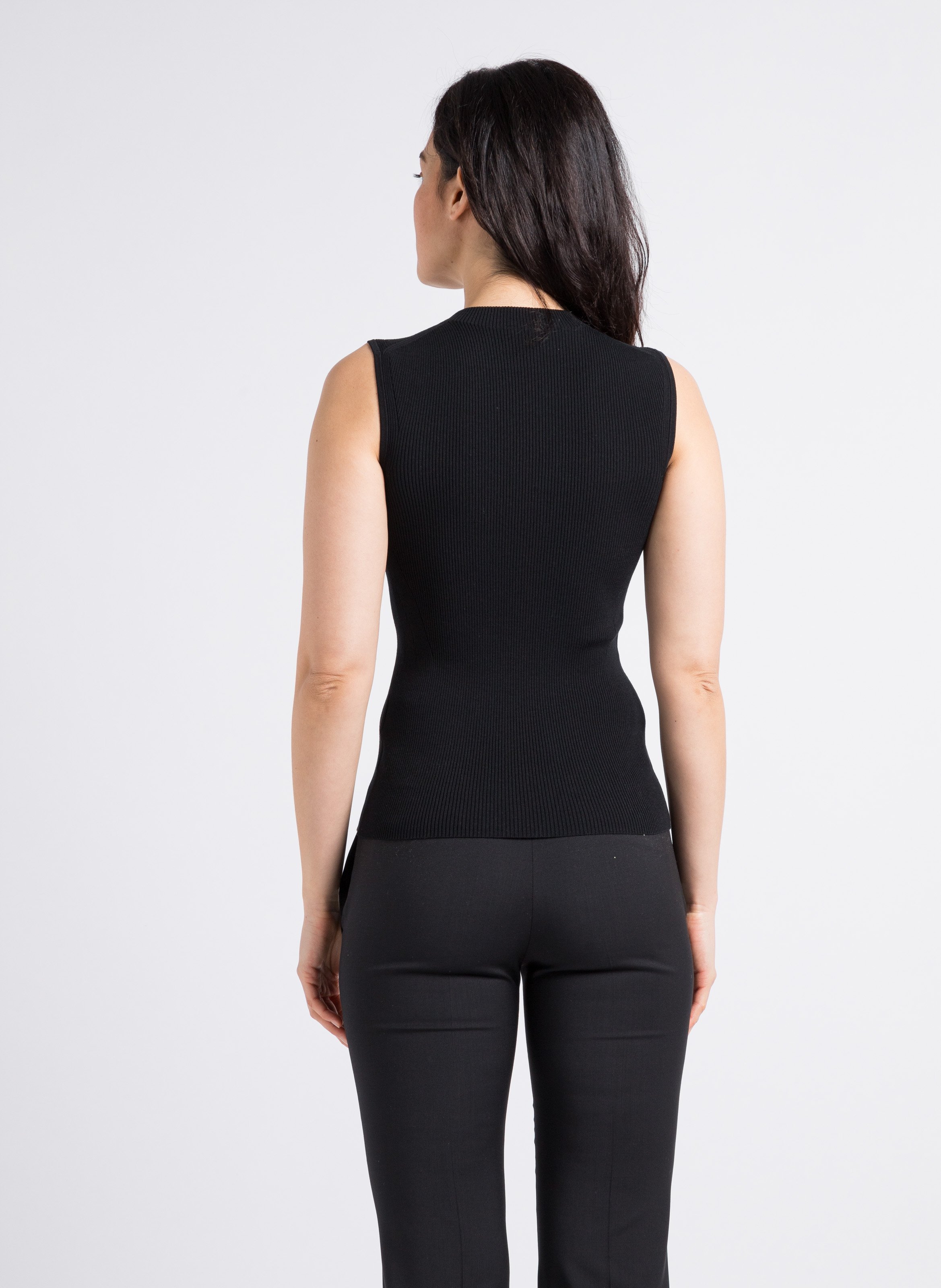 Tee-shirt côtelé sans manches à bords-côtes BOSS Noir