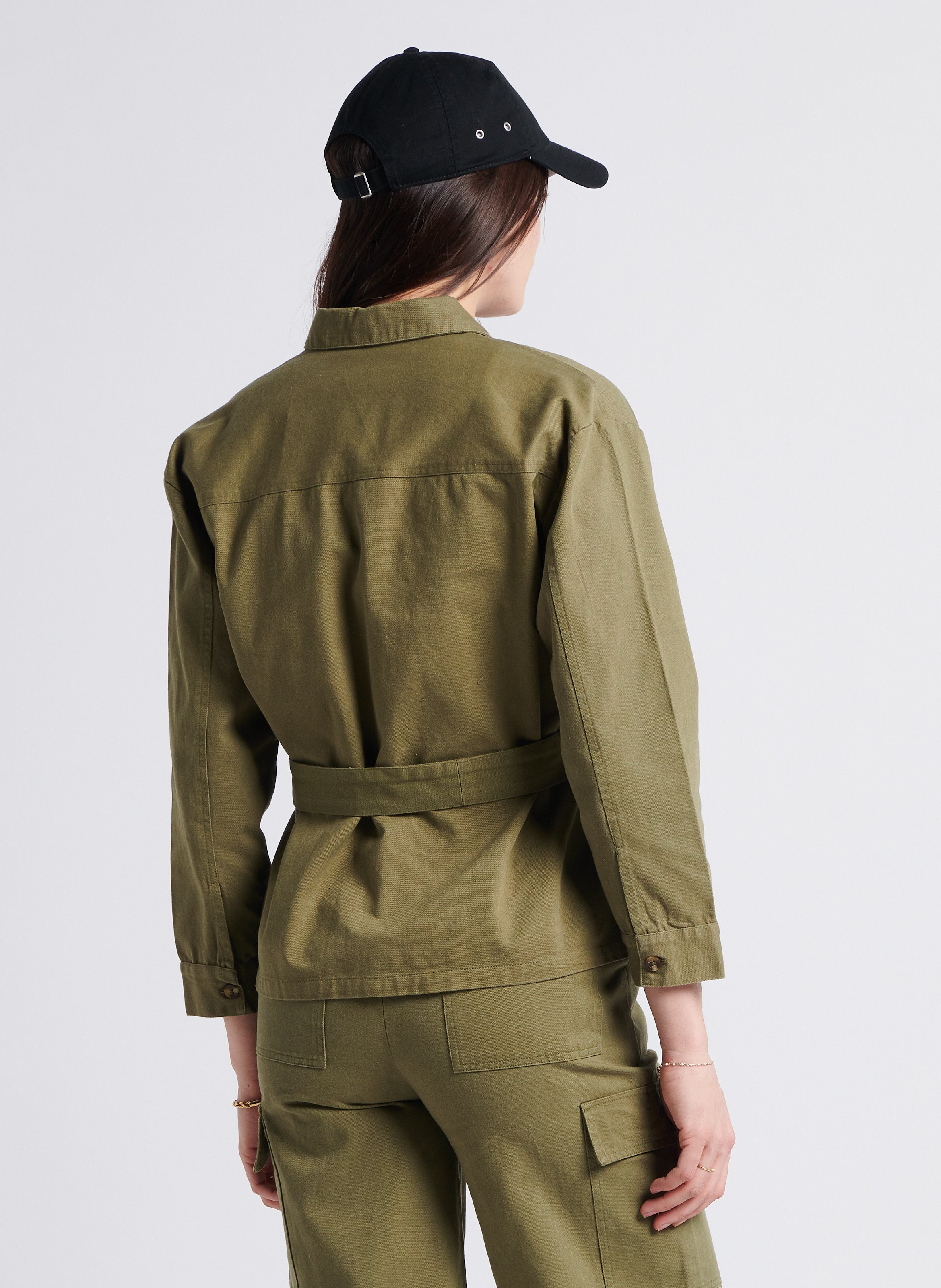 Veste en jean à col classique en twill de coton LA PETITE ETOILE Kaki