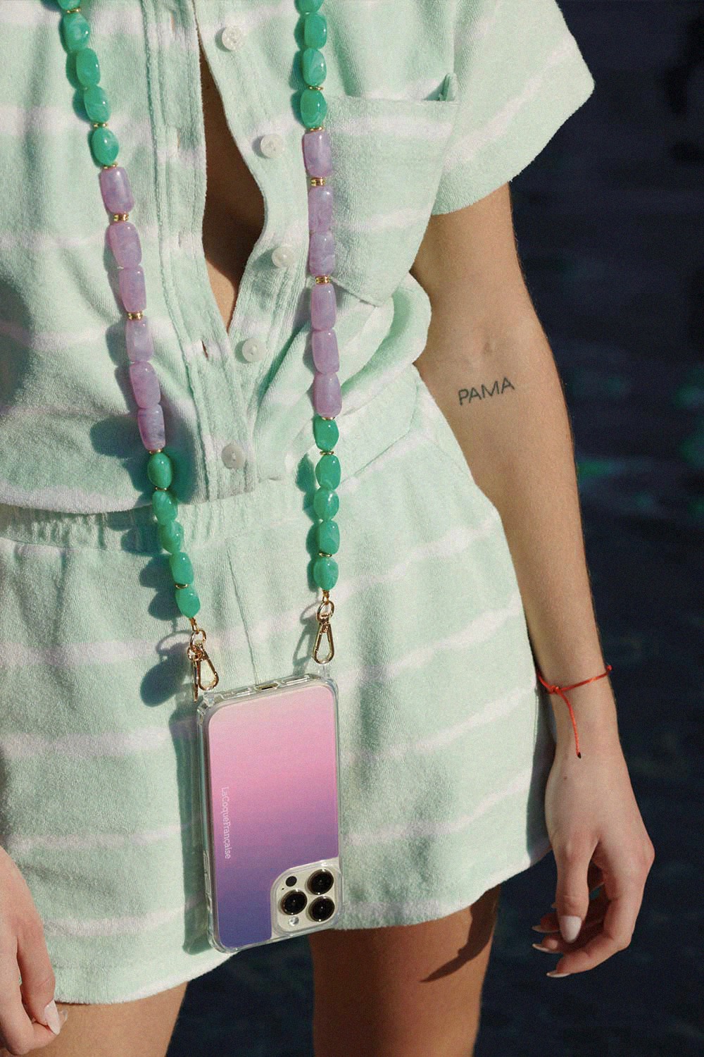 Beaded phone chain LA COQUE FRANCAISE Purple