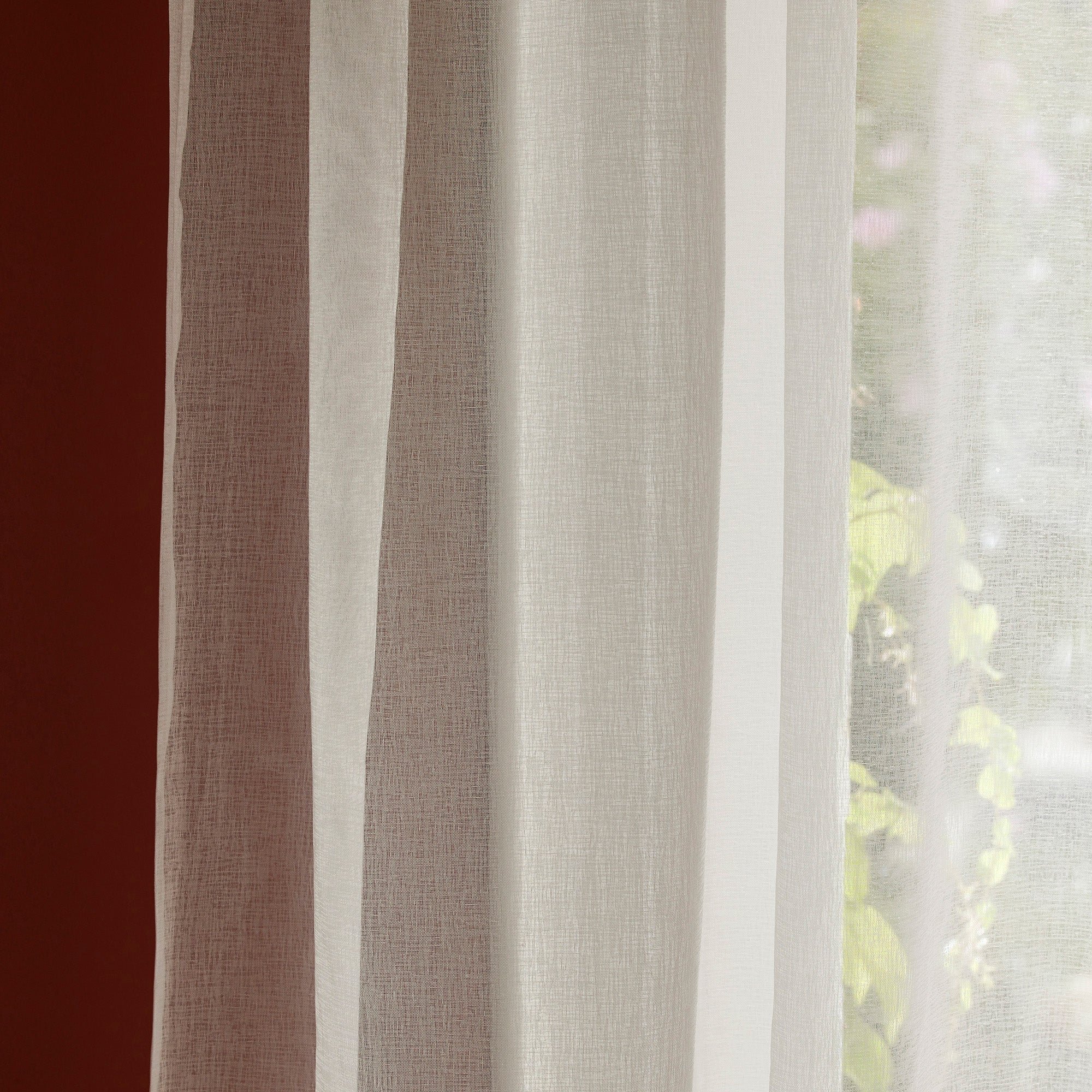 Curtain with gathered ribbon trim MADURA White