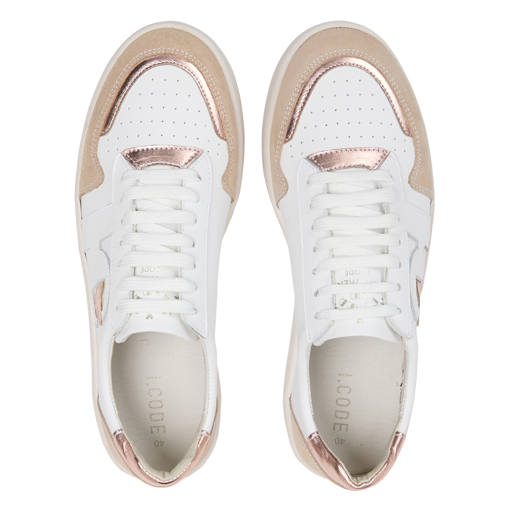 Baskets basses en cuir mélangé I CODE Marron