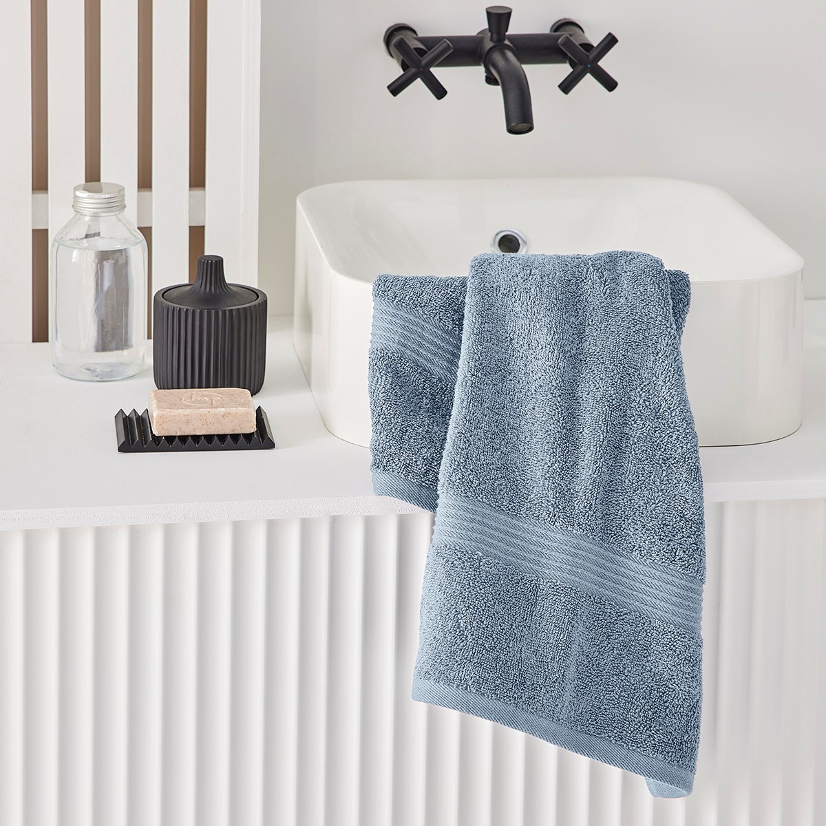 Solid color cotton bath towel TODAY LINGE DE MAISON Blue