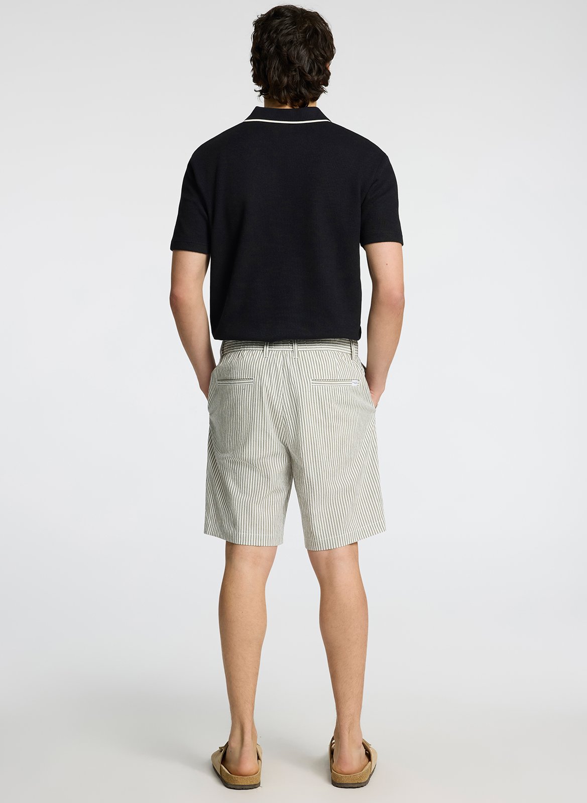 Straight organic cotton-blend shorts SELECTED Green