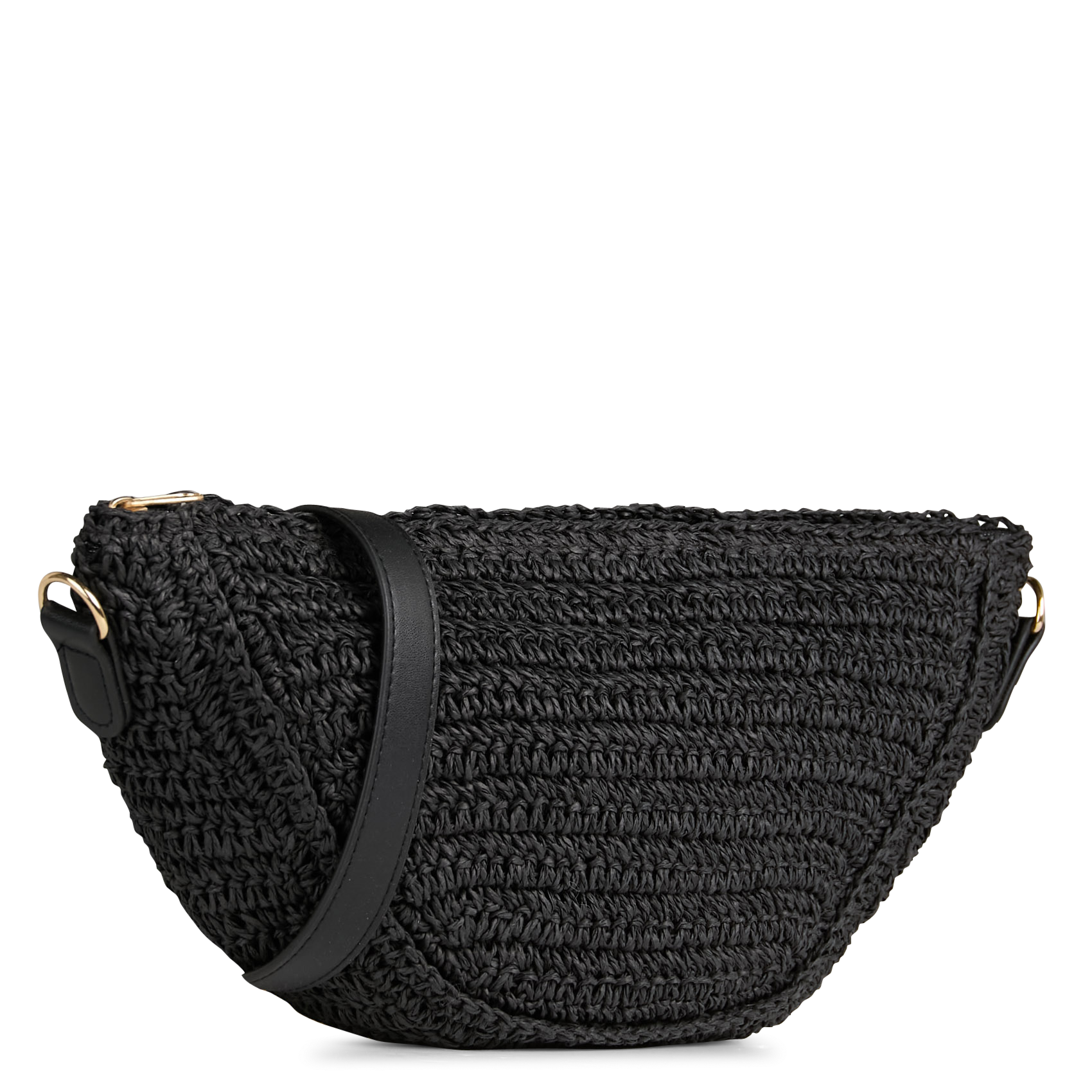 Straw shoulder bag PIECES Black