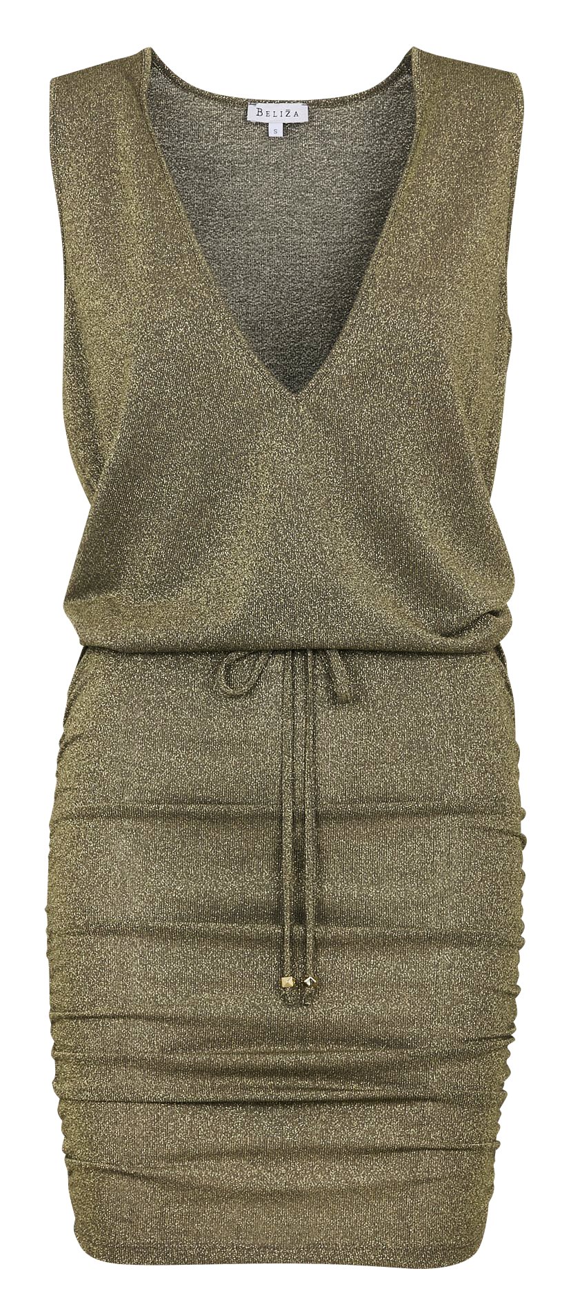 Korte jurk met V-hals en pailletten BELIZA Groen