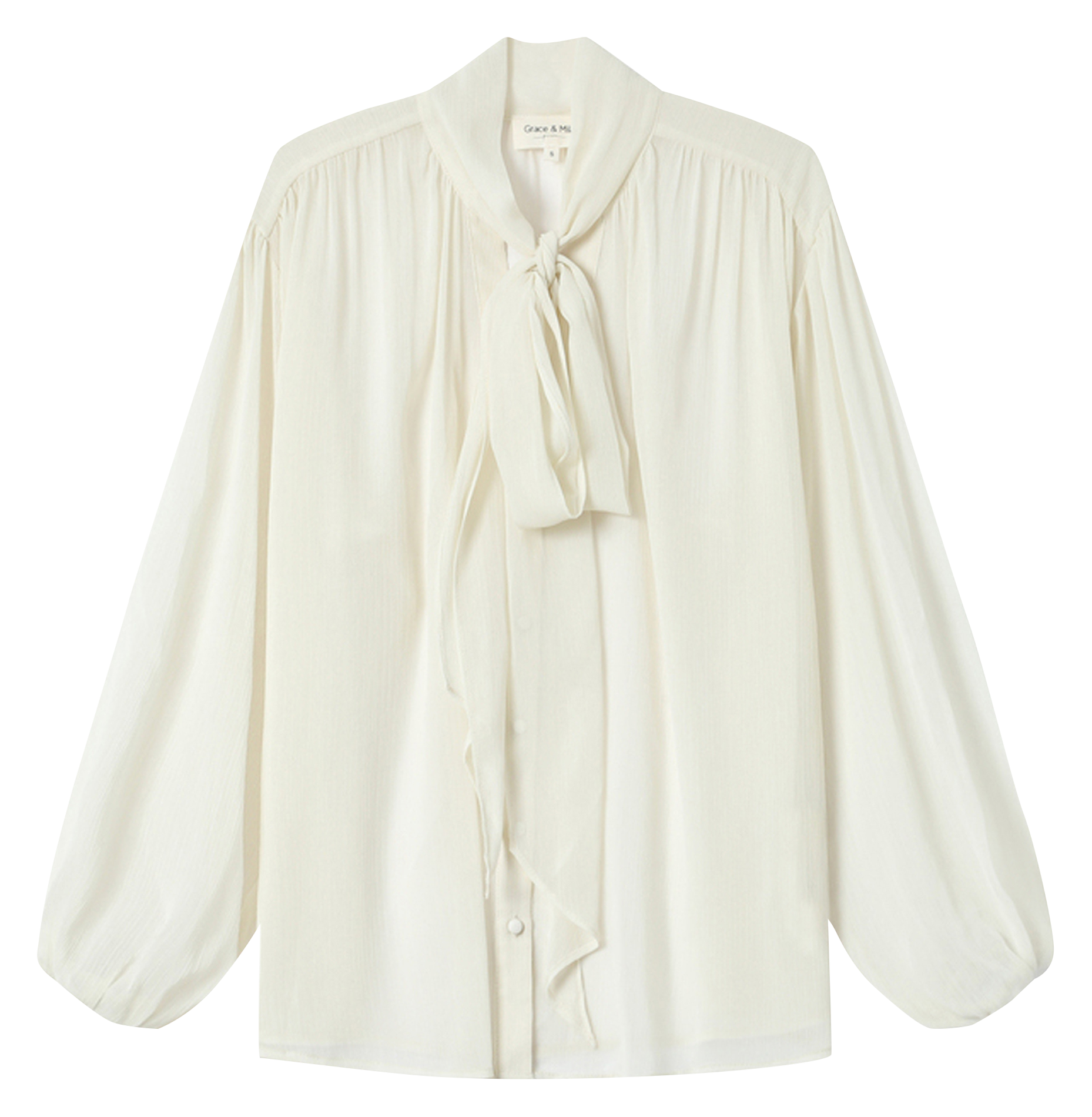 Blouse à col lavallière  GRACE ET MILA Blanc