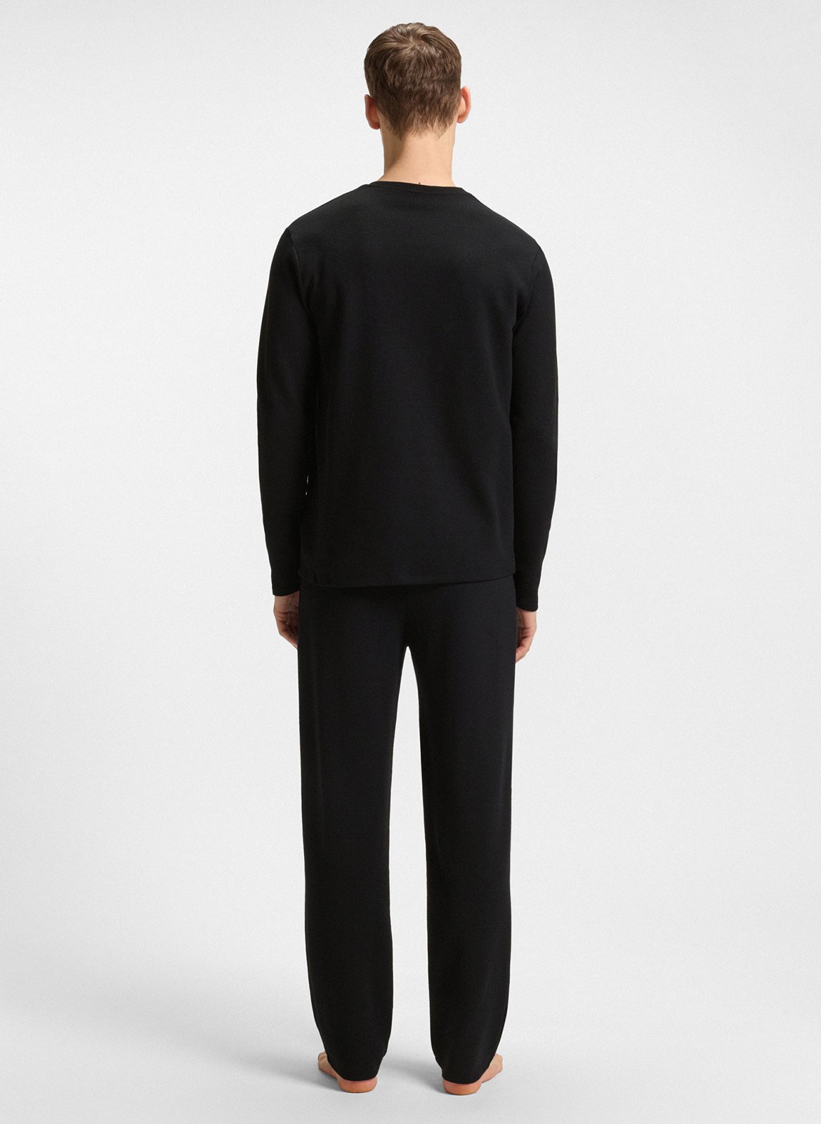 Straight long-sleeved T-shirt with logo BOSS Black