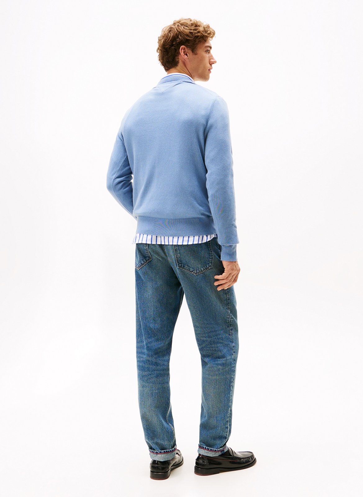 Regular-fit organic cotton-blend V-neck sweater TOMMY HILFIGER Blue