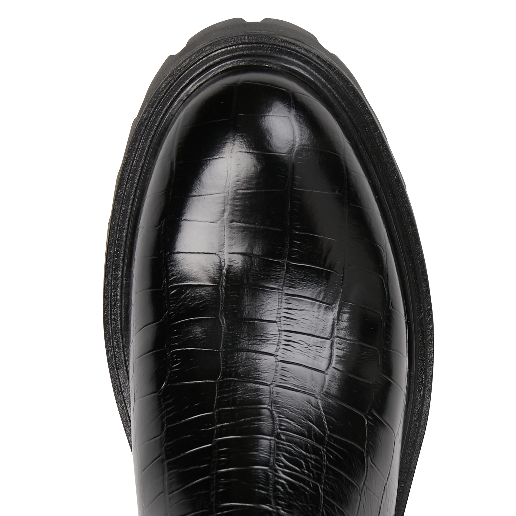 Lederstiefeletten mit Kroko-Prägung BILLI BI Schwarz