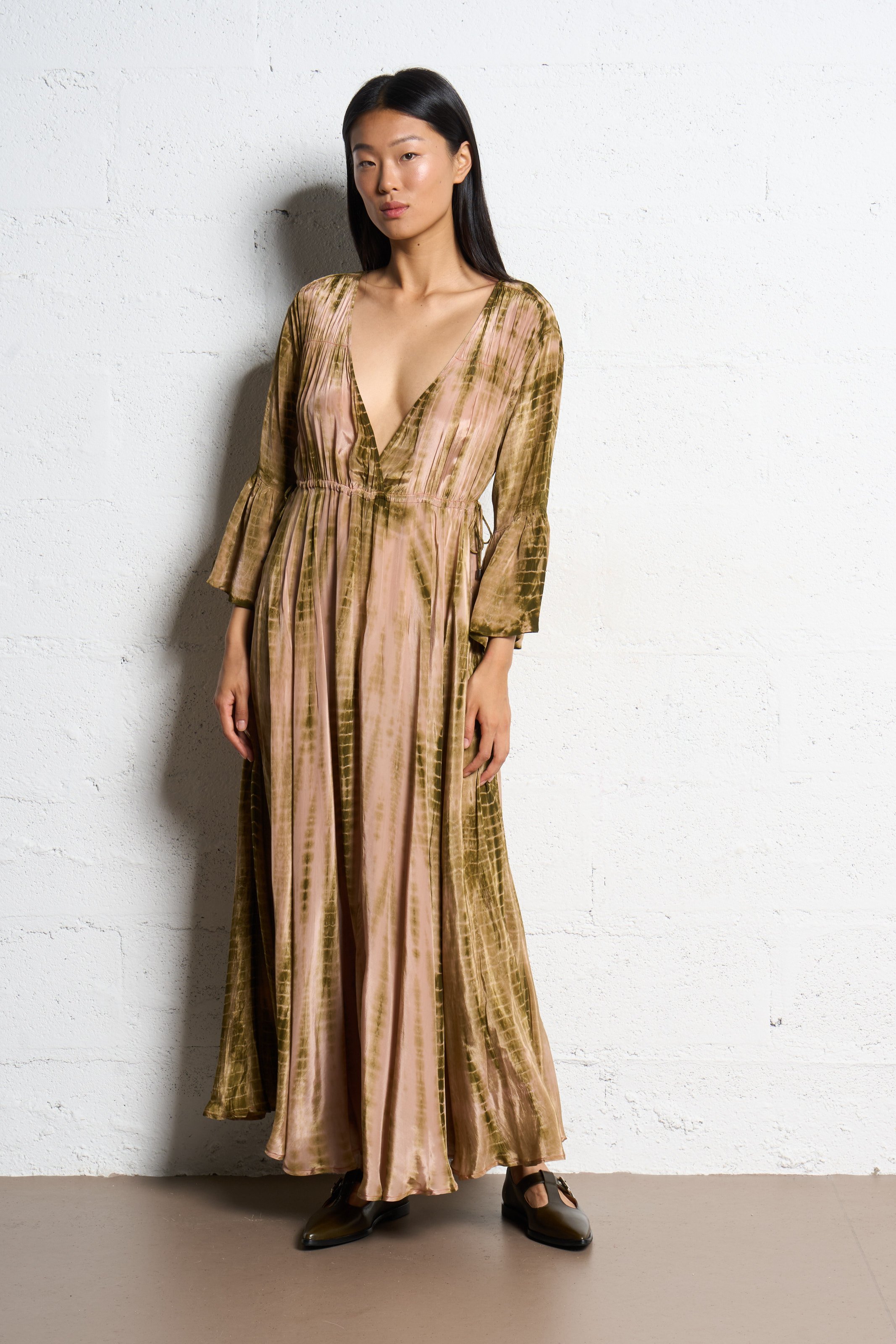 Robe longue col v imprimée MES DEMOISELLES Multicolore