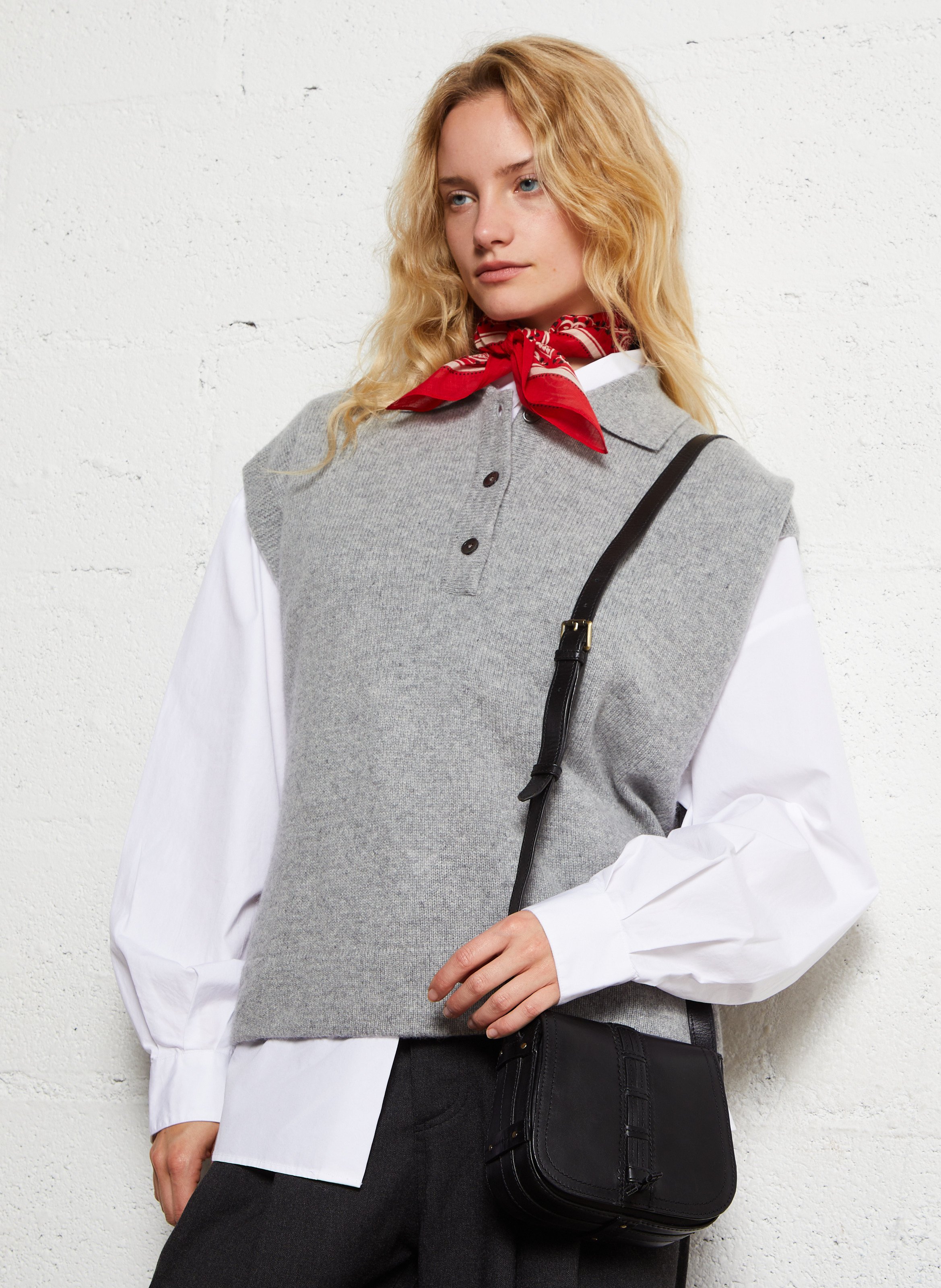 Sac bandoulière en cuir MAISON 123 Noir