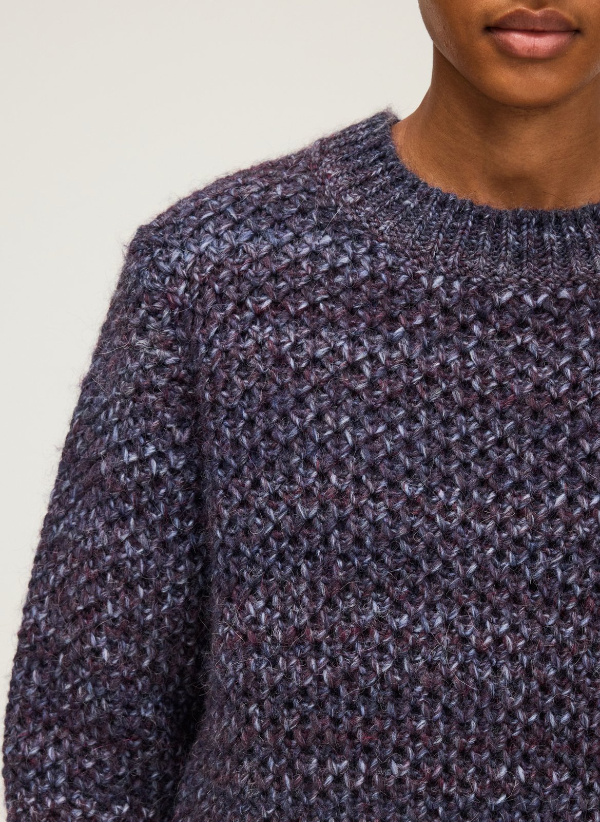 Rib-knit straight sweater Purple