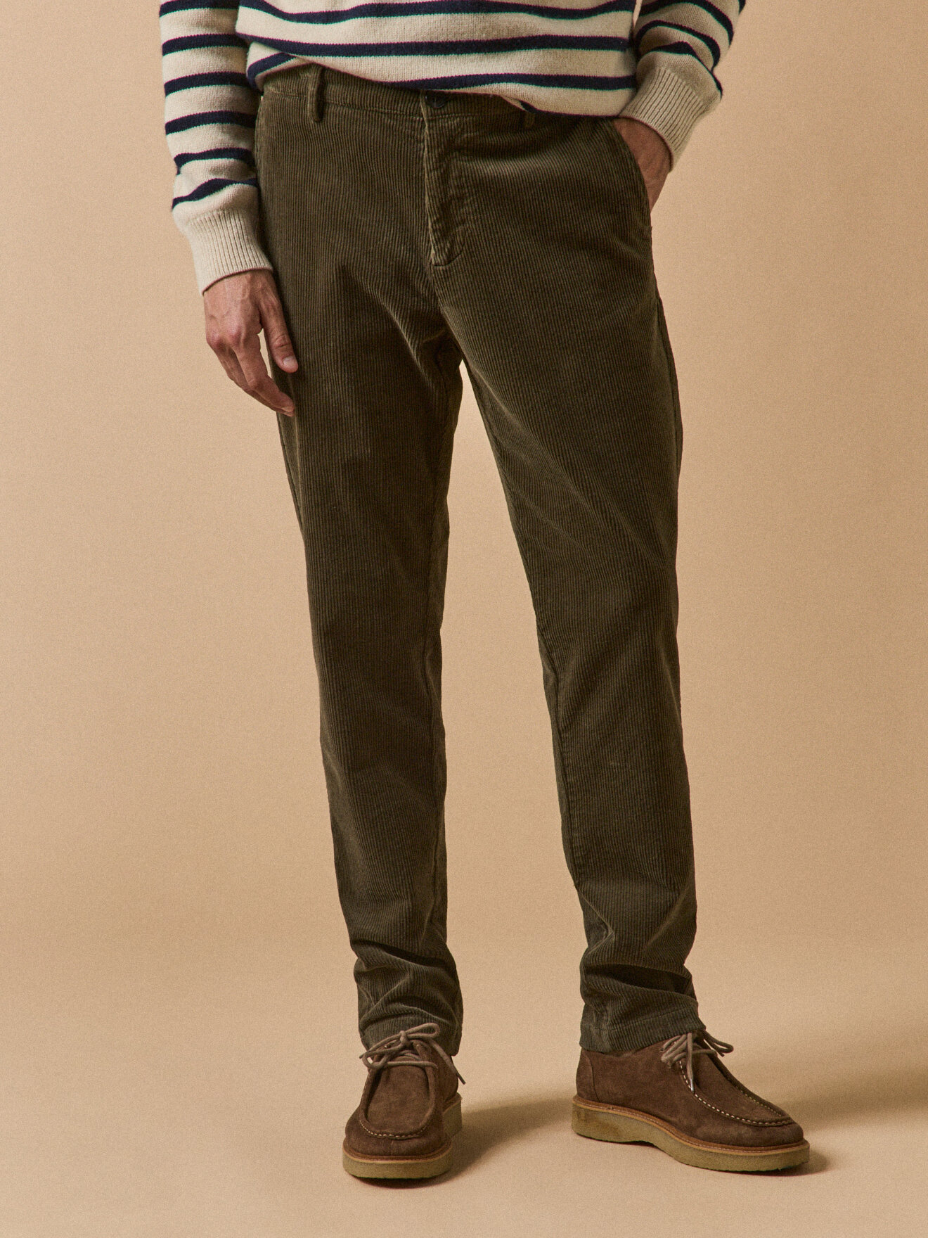 Elasticated waist corduroy pants CYRILLUS Green